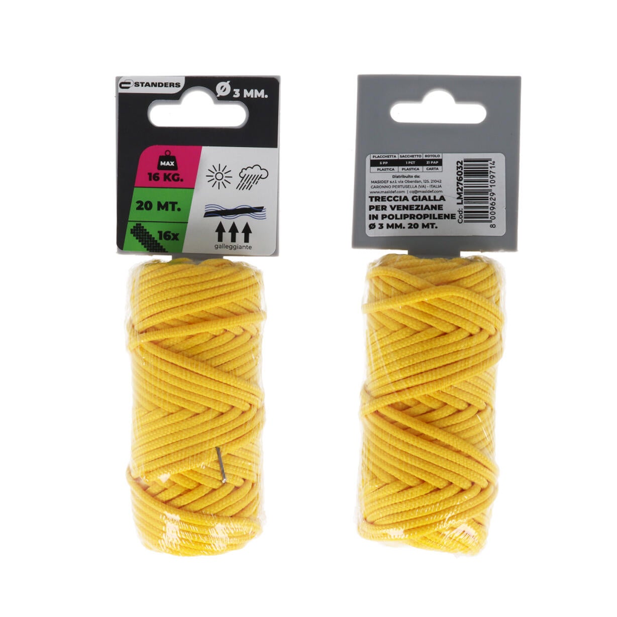 Corda in polipropilene L 20 m x ø 3 mm giallo carico max 16 Kg - 2