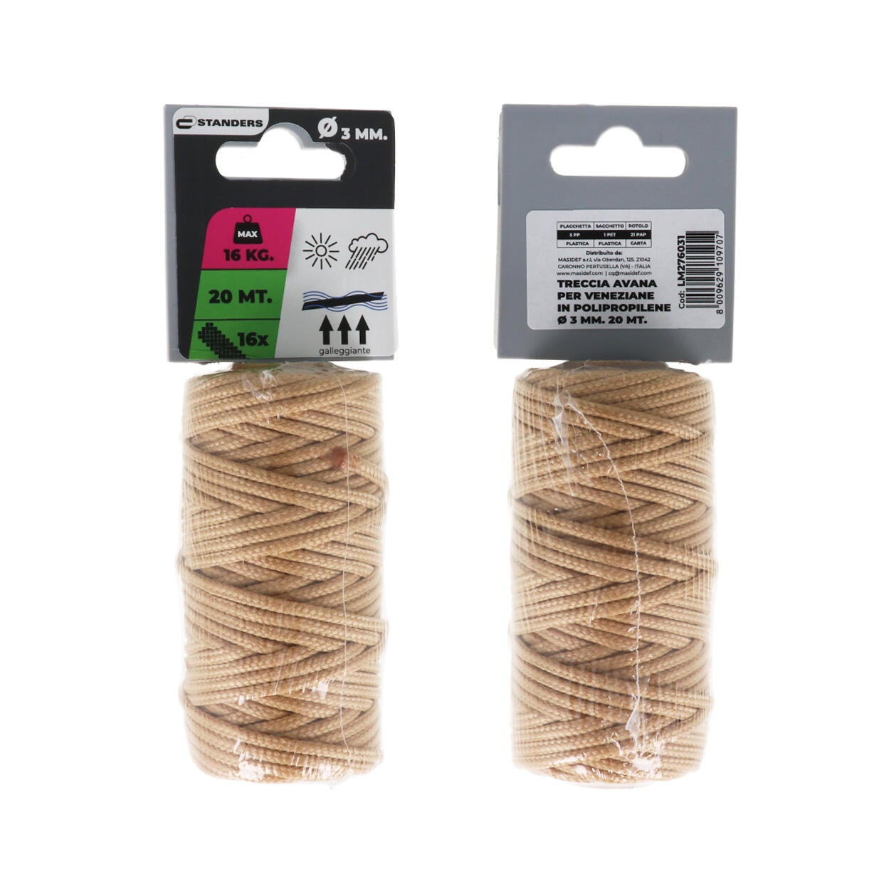 Corda in polipropilene STANDERS L 20 m x Ø 3 mm beige carico max 16 Kg - 2