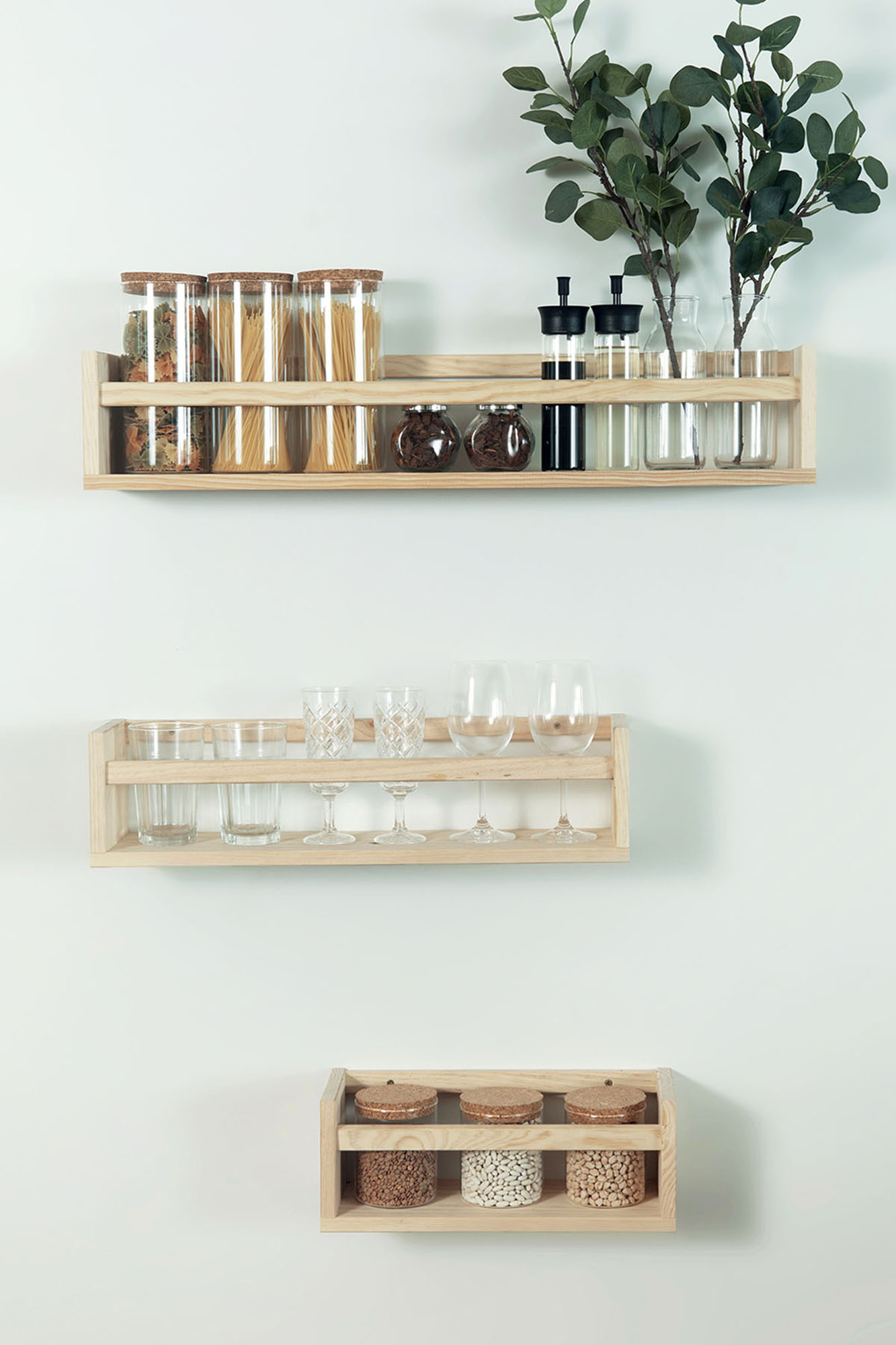 Etagère murale pin brut bois x L.60 cm x P.15 cm, Ep.1.7 cm - 4