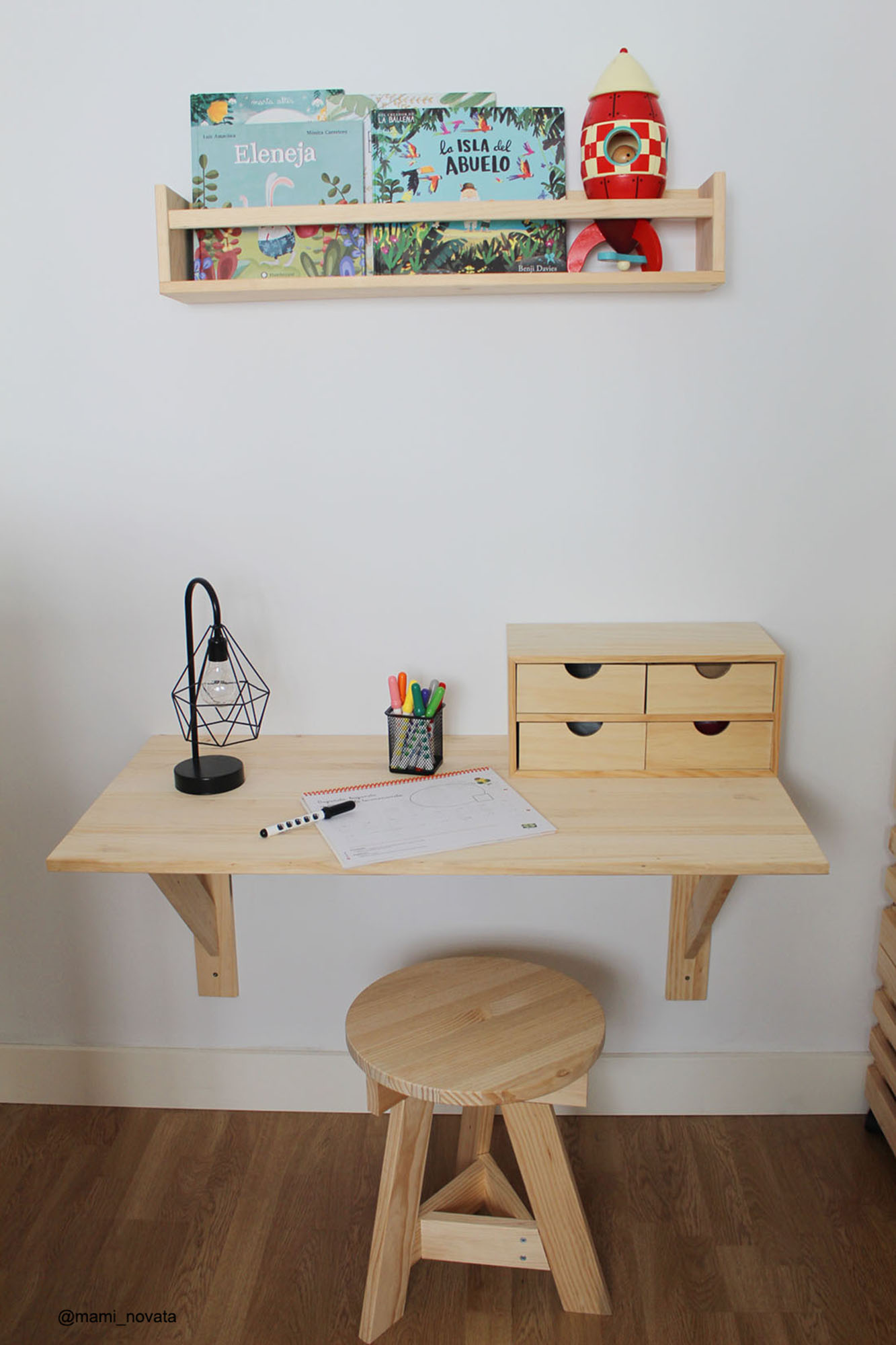 Etagère murale pin brut bois x L.60 cm x P.15 cm, Ep.1.7 cm - 7