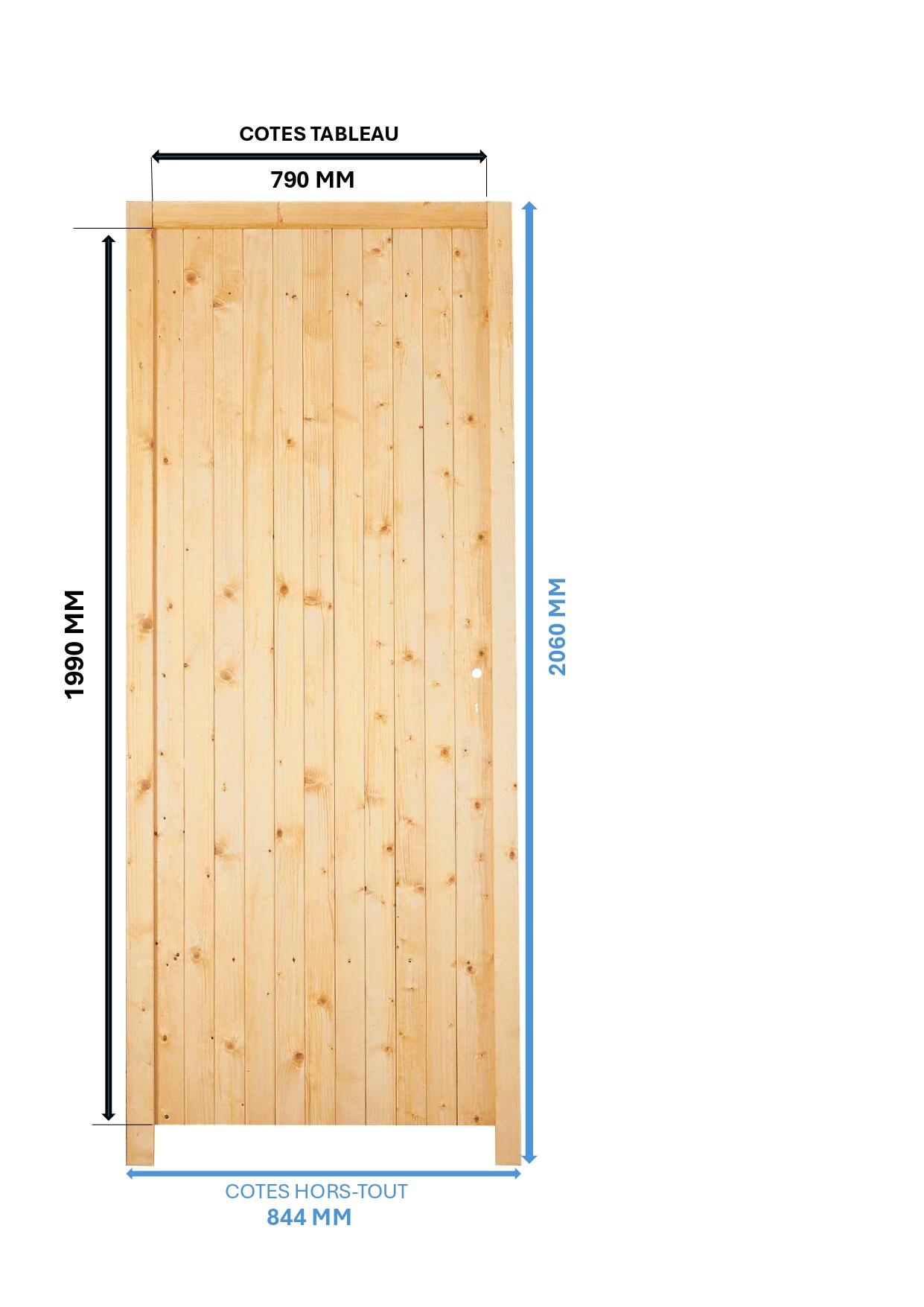 PORTE DE SERVICE SAPIN BOIS PEFC POUSSANT GAUCHE 200x80 cm - 4