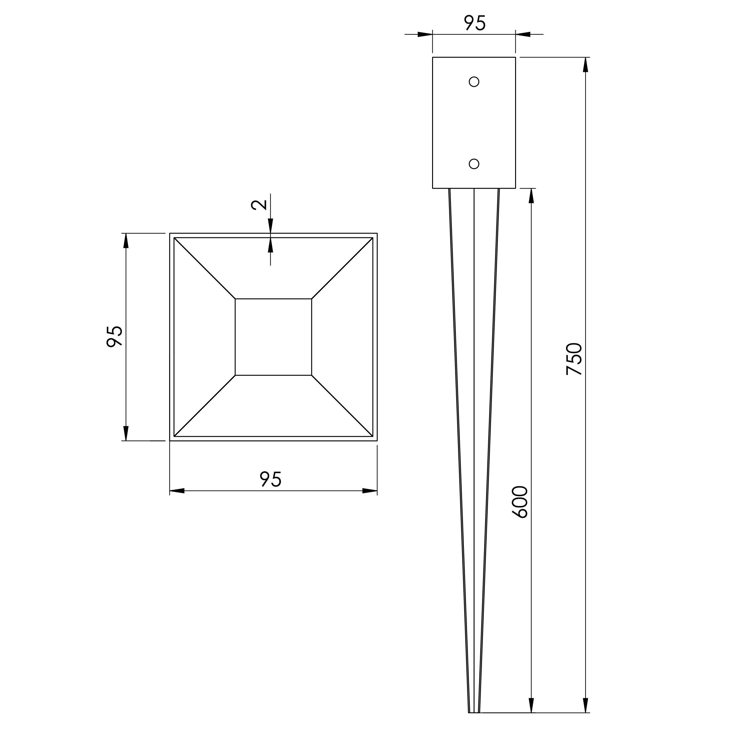 Soporte poste clavar 9x9x75 cm - 4