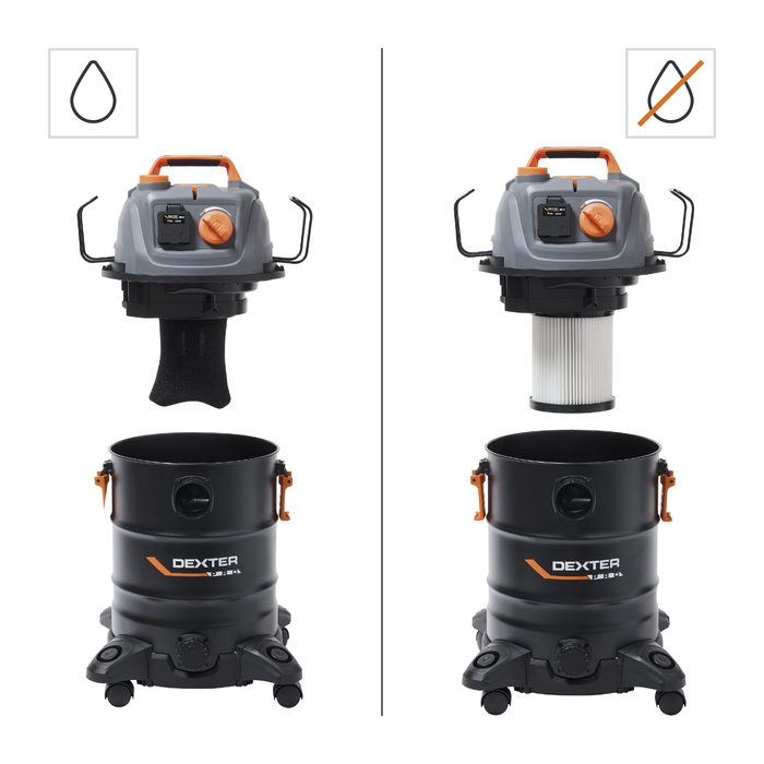 aspirer de l'eau aspirateur DEXTER PRO 25L