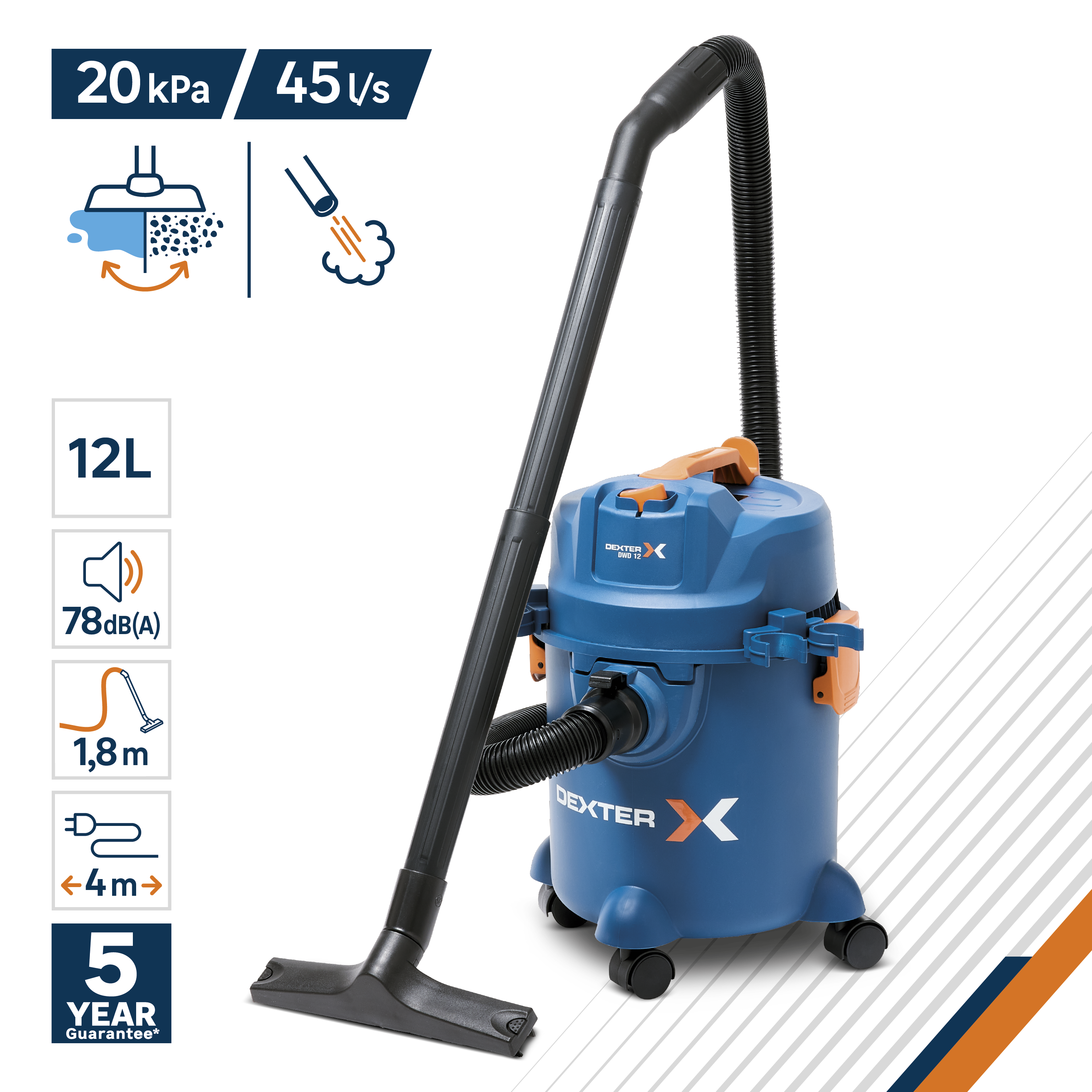 Odkurzacz do czyszczenia na mokro i sucho 1250W 12l 1250DWD-12-5001 DEXTER - 7