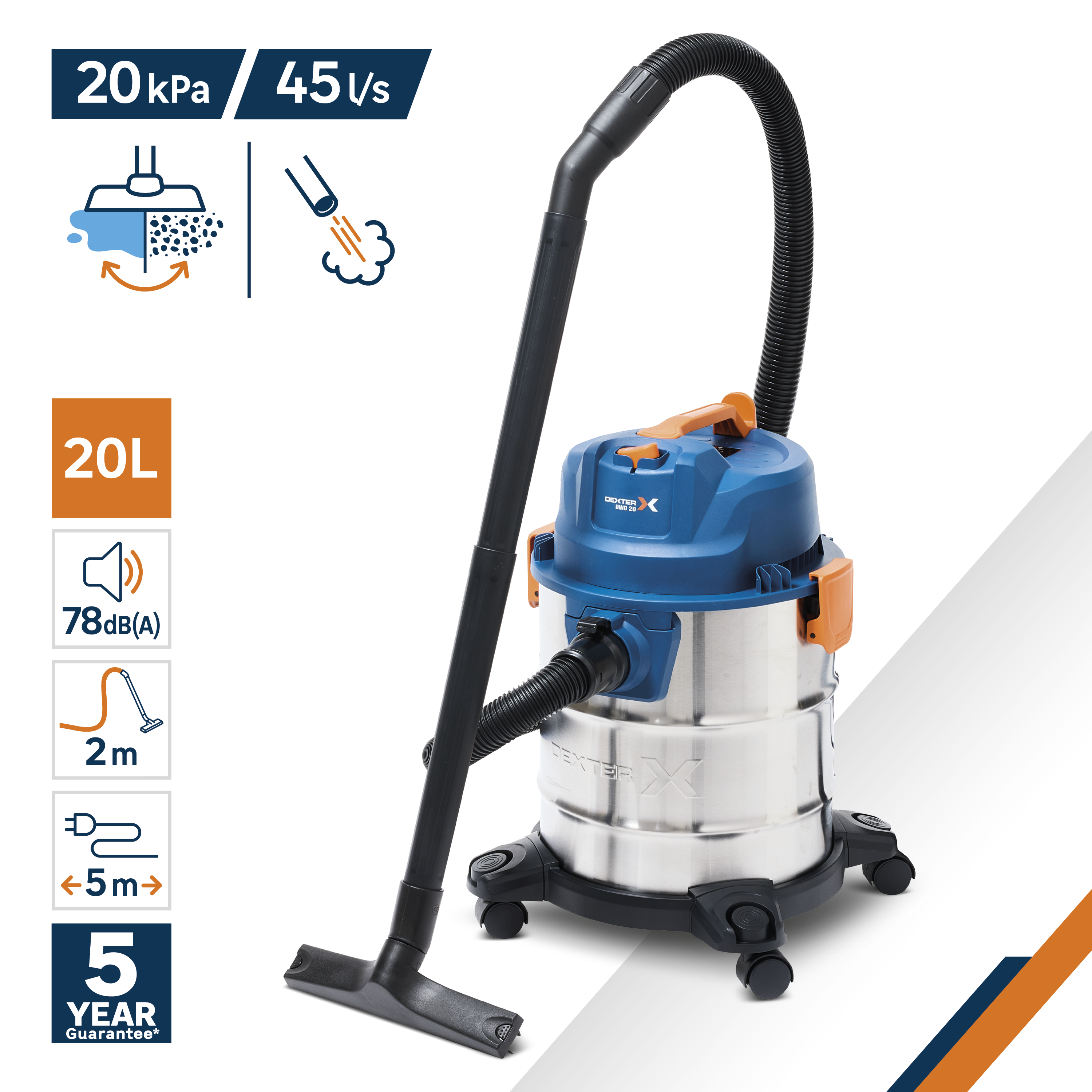 Odkurzacz do czyszczenia na mokro i sucho 1300DWD-20.5001 1300W 20l DEXTER - 6