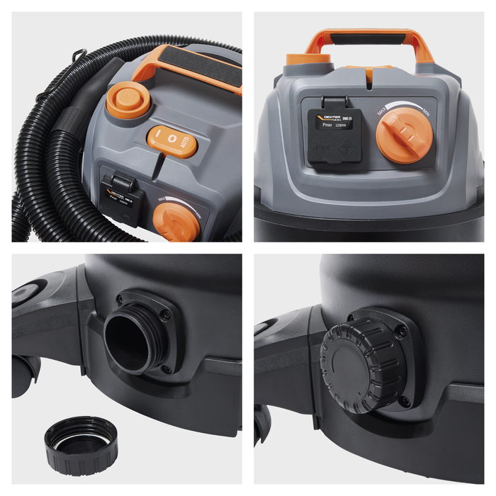 fonctions aspirateur de chantier 25L DEXTER PRO