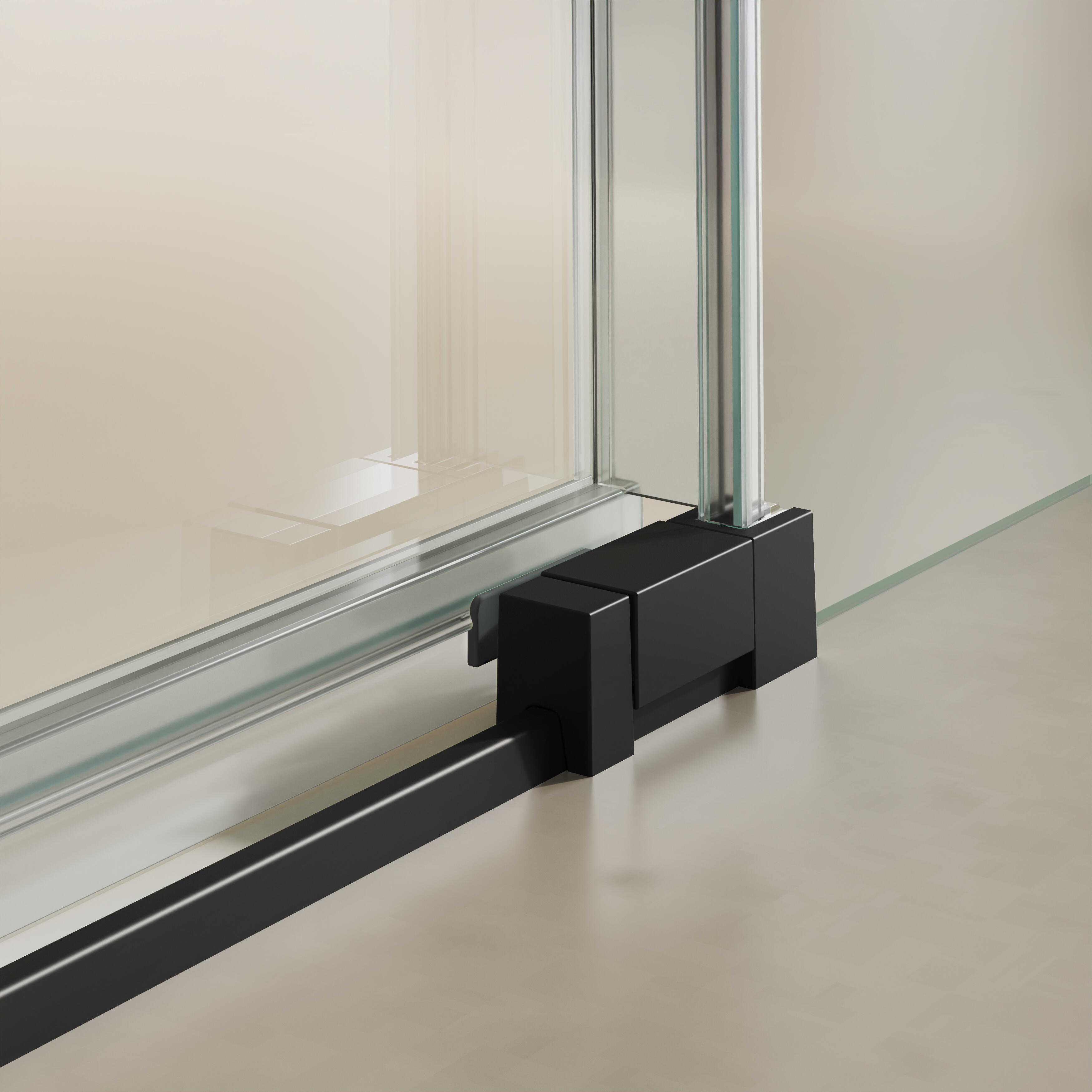 Mampara de ducha frontal 1 fijo + 1 puerta corredera transparente Alpine perfil aluminio negro (142.1-152)x200 cm cristal 6mm cierre de sobreponer sin guía inferior Roca - 7