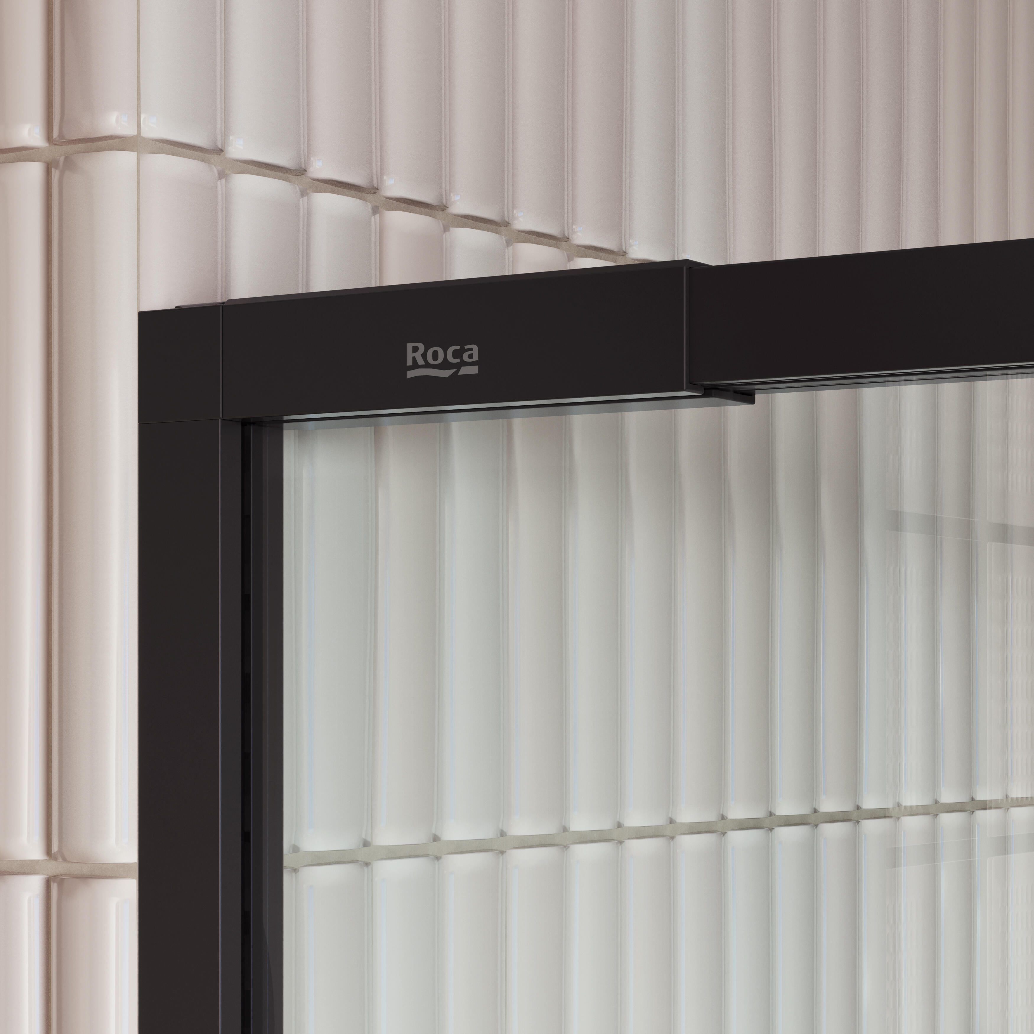 Mampara de ducha frontal 1 fijo + 1 puerta corredera transparente Alpine perfil aluminio negro (142.1-152)x200 cm cristal 6mm cierre de sobreponer sin guía inferior Roca - 6