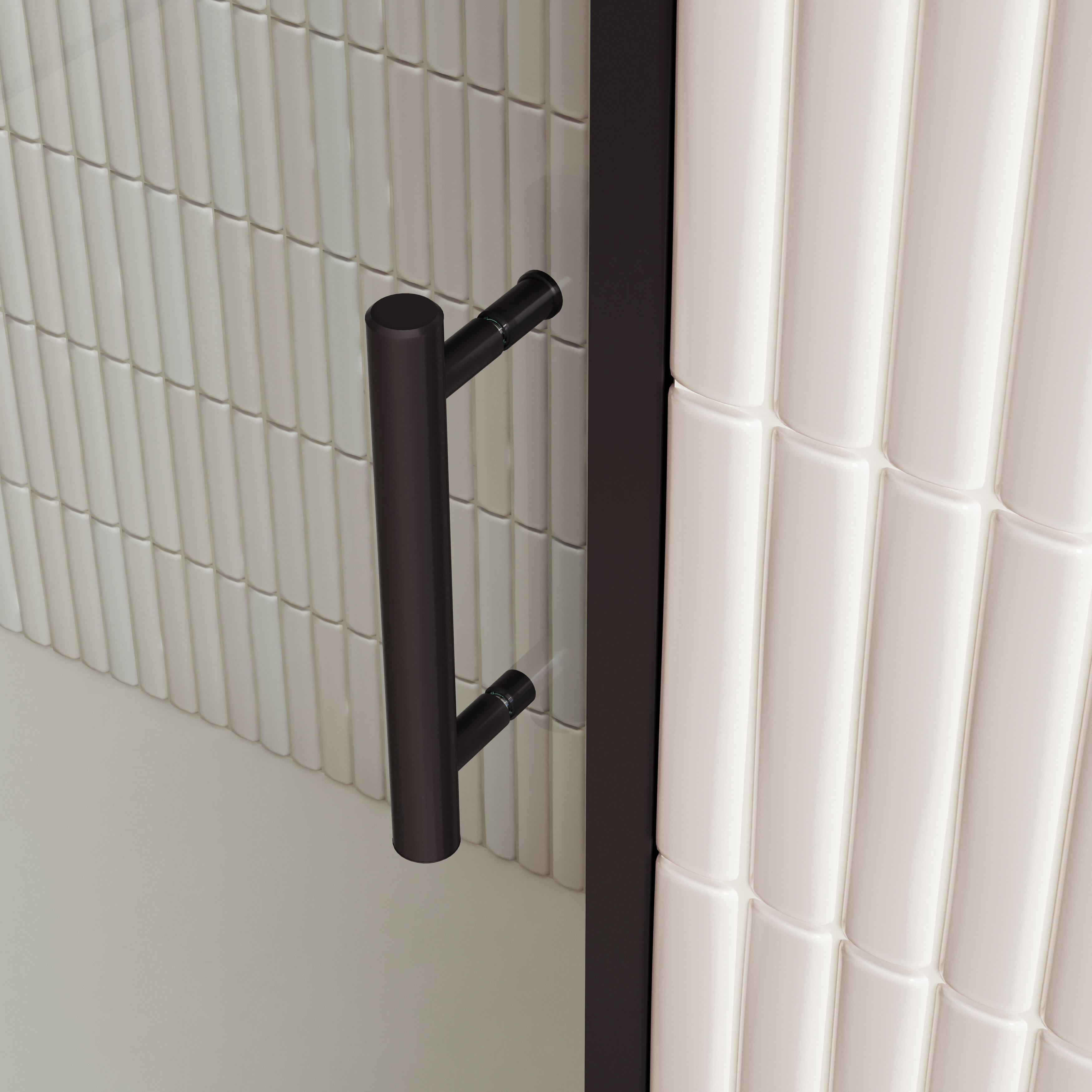 Mampara de ducha frontal 1 fijo + 1 puerta corredera transparente Alpine perfil aluminio negro (142.1-152)x200 cm cristal 6mm cierre de sobreponer sin guía inferior Roca - 3