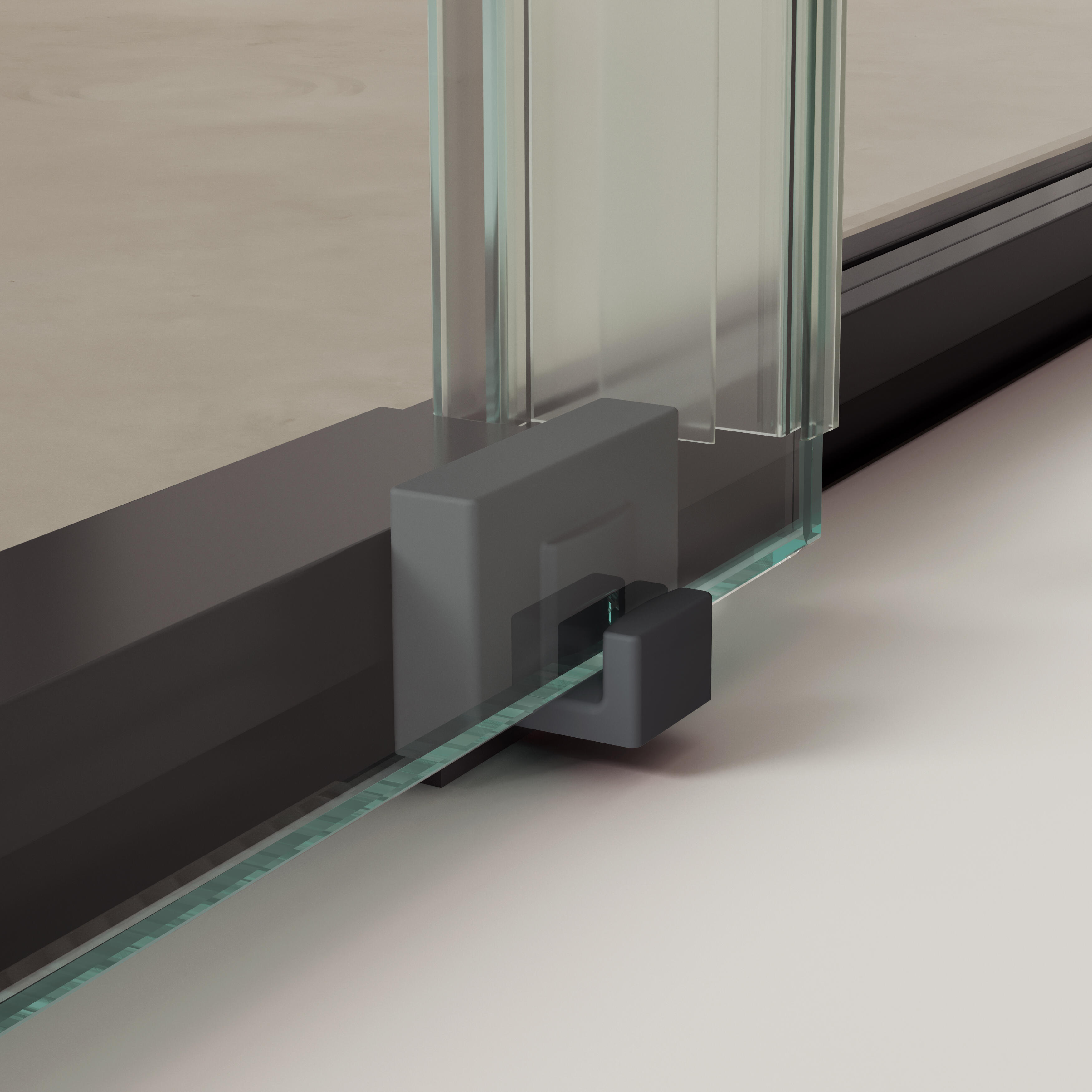 Mampara de ducha frontal 1 fijo + 1 puerta corredera transparente Alpine perfil aluminio negro (152.1-162)x200 cm cristal 6mm cierre de sobreponer Roca - 3