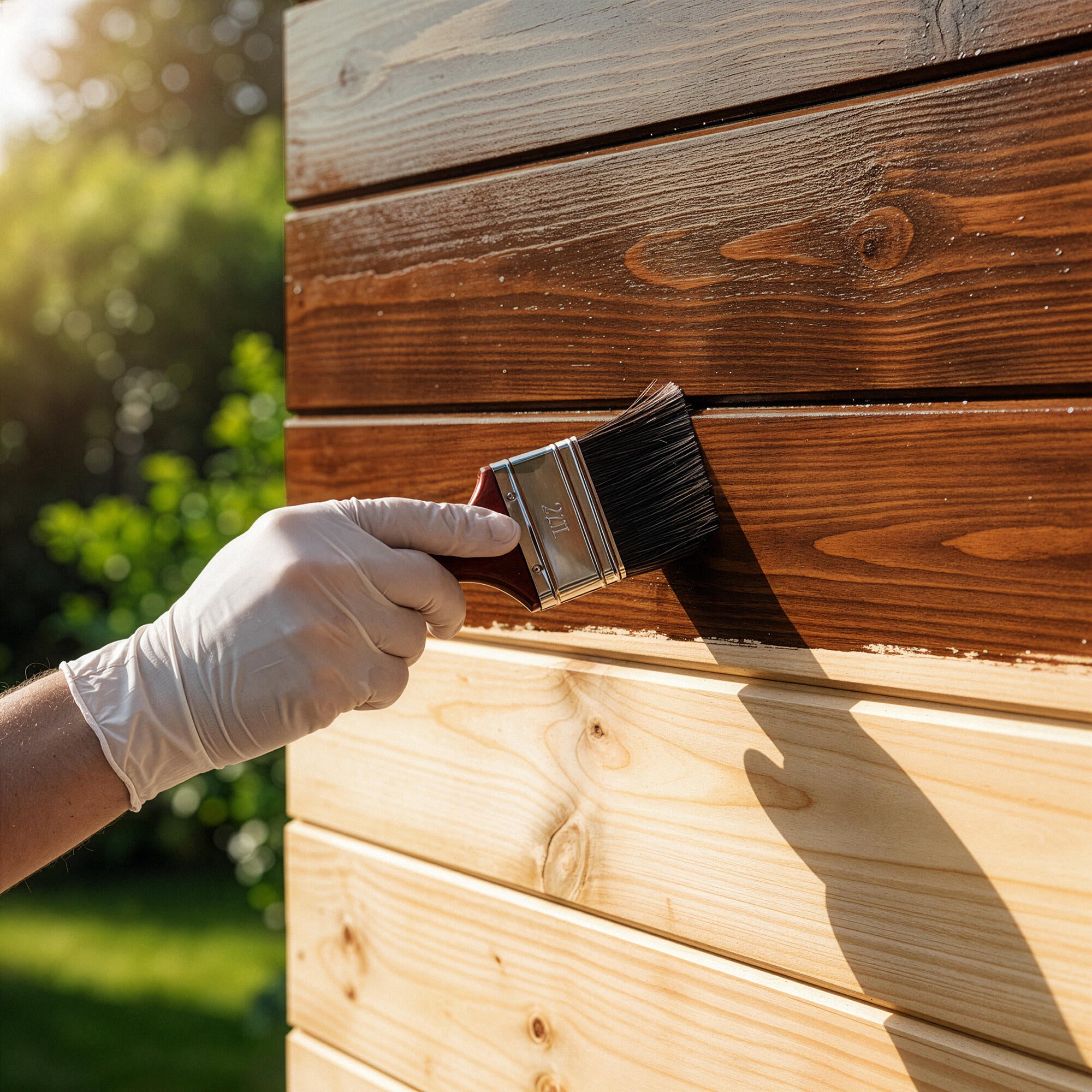 Protector madera exterior color wengue para caseta de jardín, ventana, puerta, valla, persiana XYLAZEL mate 750 ml base agua - 4