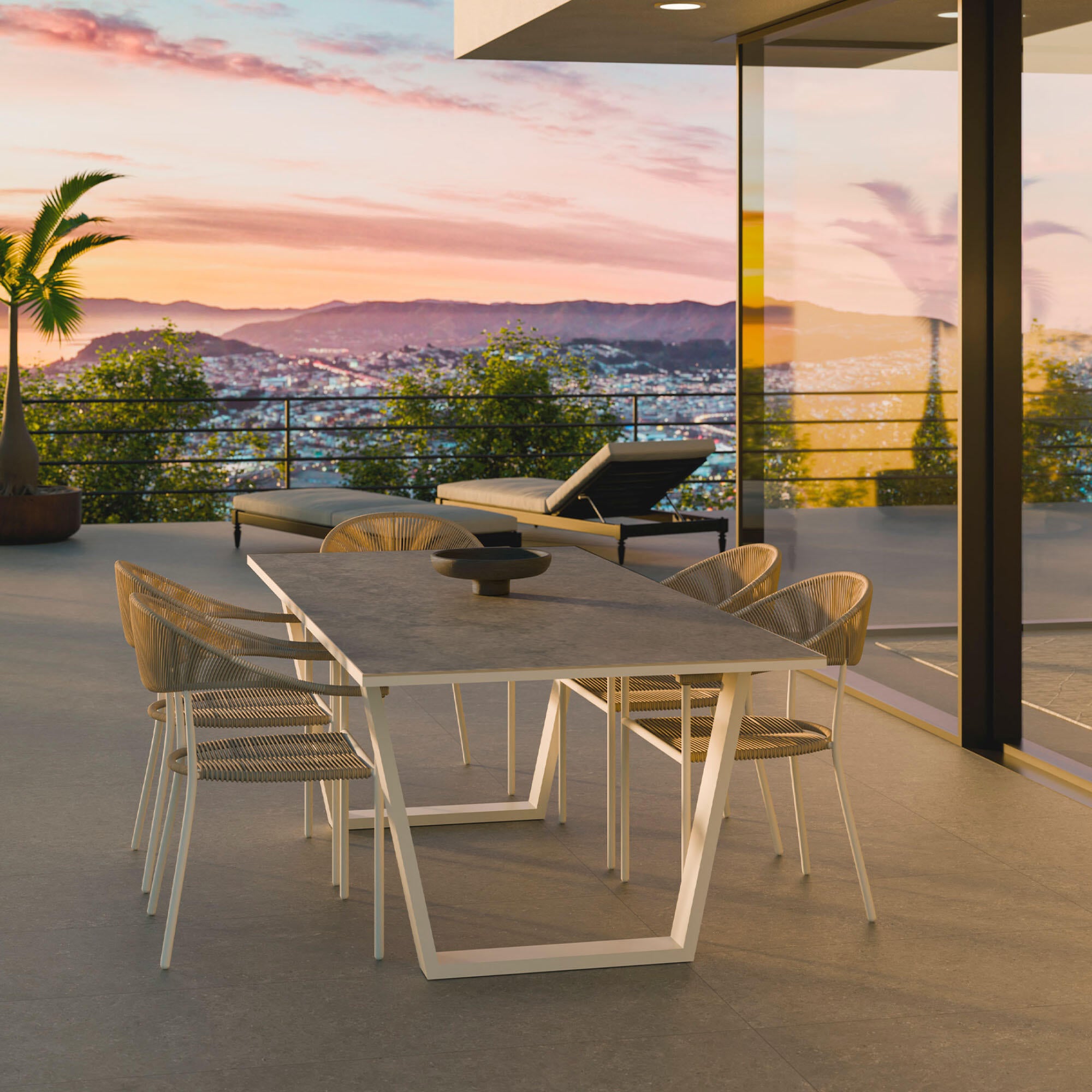 Mesa de jardín de aluminio y cerámica Guiza blanco de 90x73x180 cm - 19