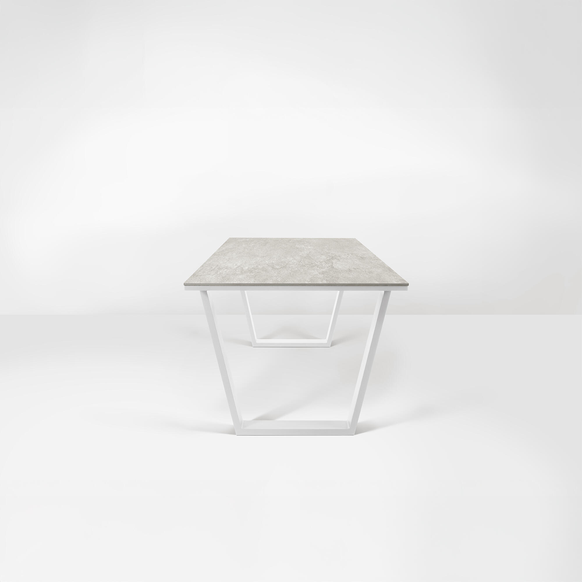Mesa de jardín de aluminio y cerámica Guiza blanco de 90x73x180 cm - 4