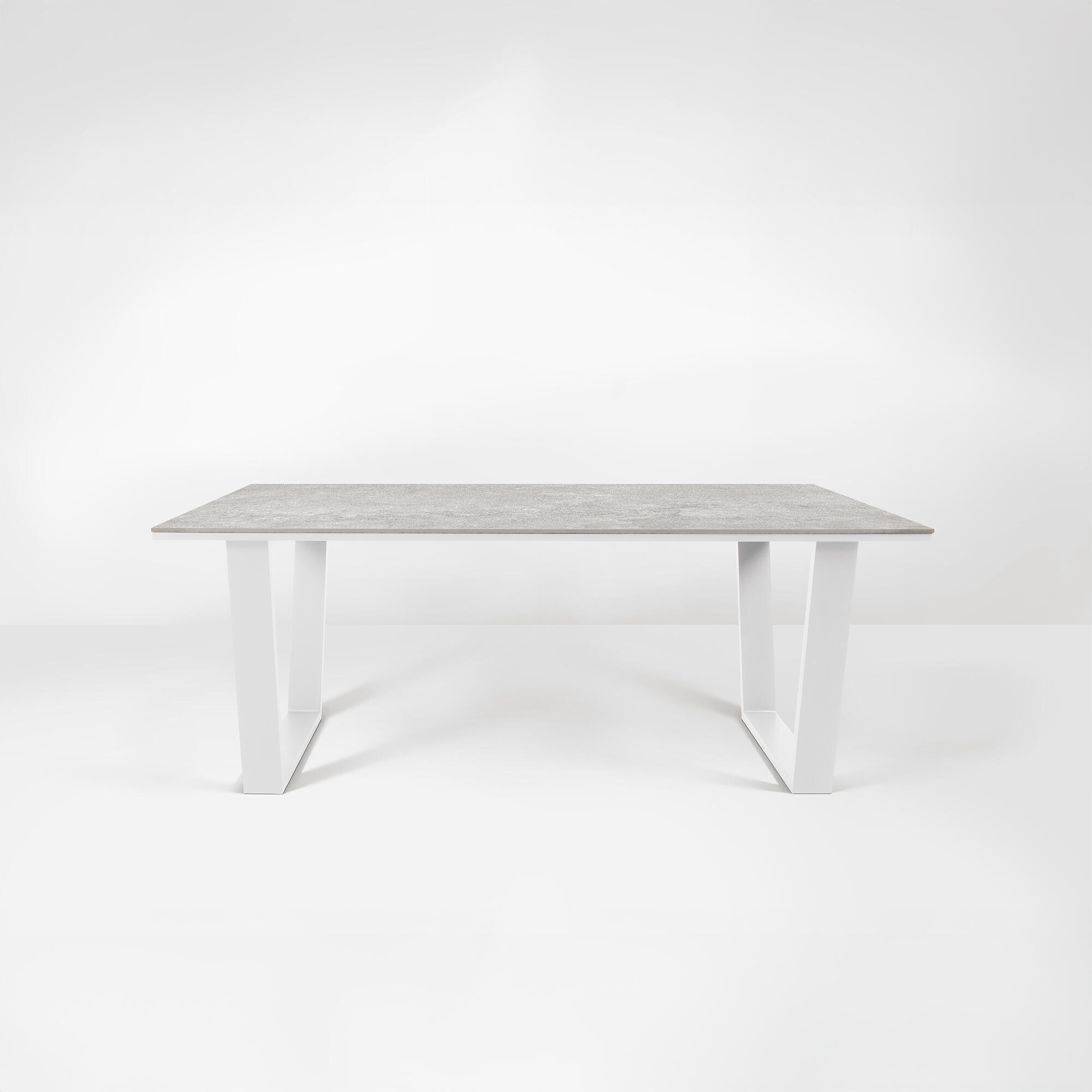 Mesa de jardín de aluminio y cerámica Guiza blanco de 90x73x180 cm - 3