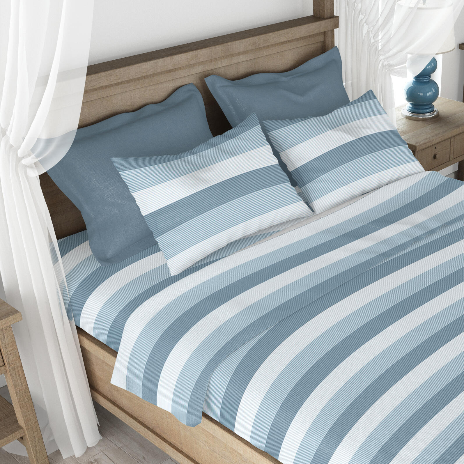 Set di lenzuola matrimoniali completo lenzuola microfibra fantasie assortite in poliestere - 2