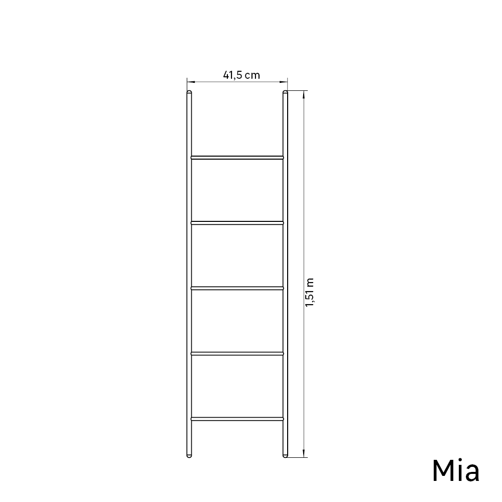 Toalheiro de escadas 42x153x2 cm preto empoado Sensea Mia - 3