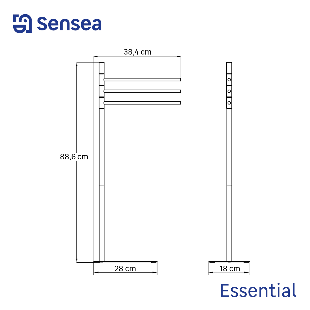 Porte-serviette sur pied Essential argent SENSEA - 3