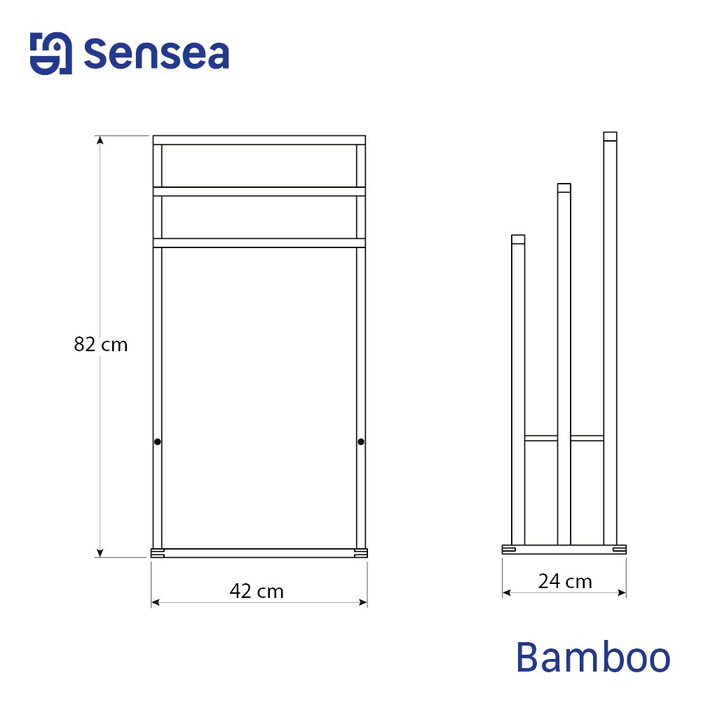 Porte-serviette sur pied Bambou marron SENSEA - 3