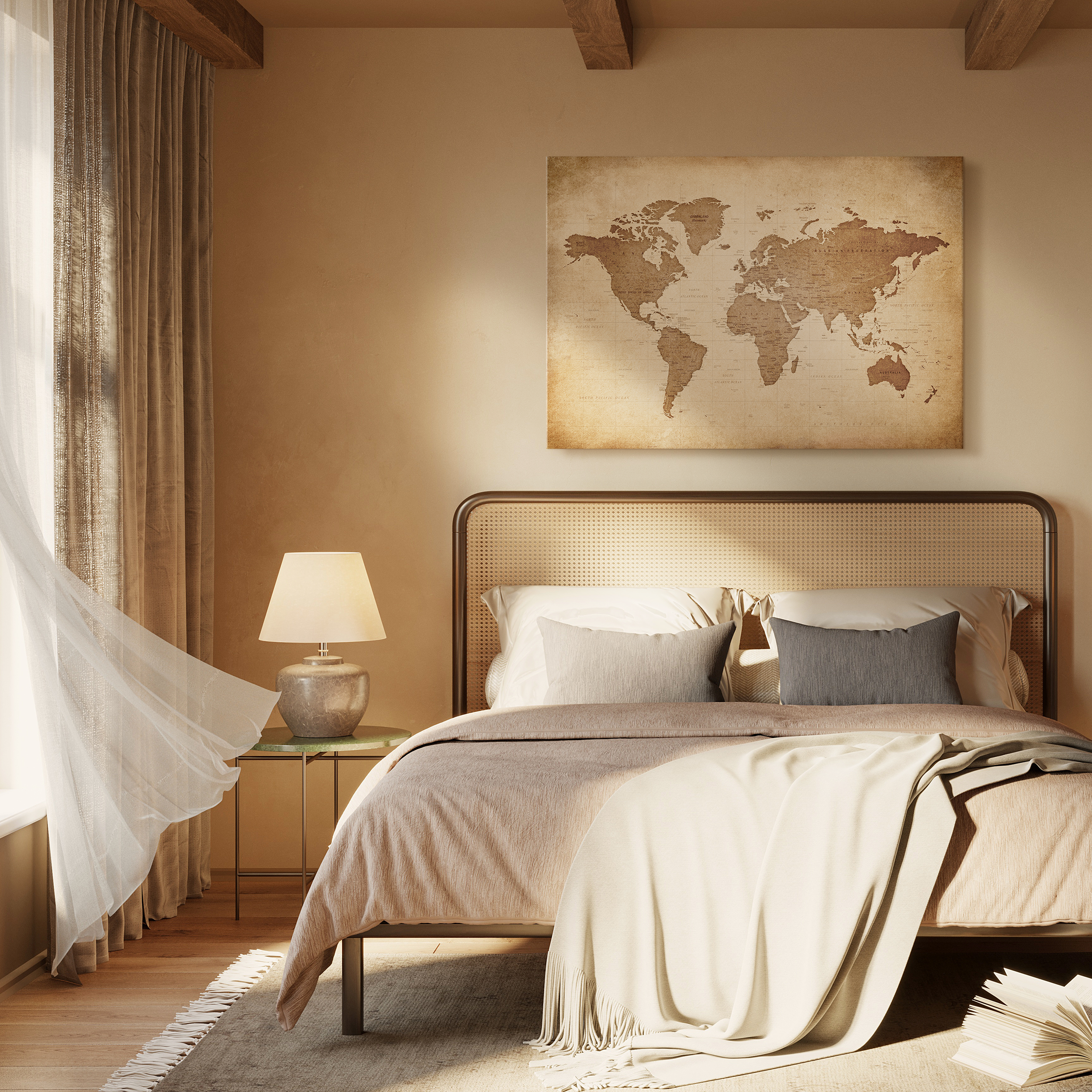 Kanwa Mapa Świata Beige Map 100 x 70 cm - 3