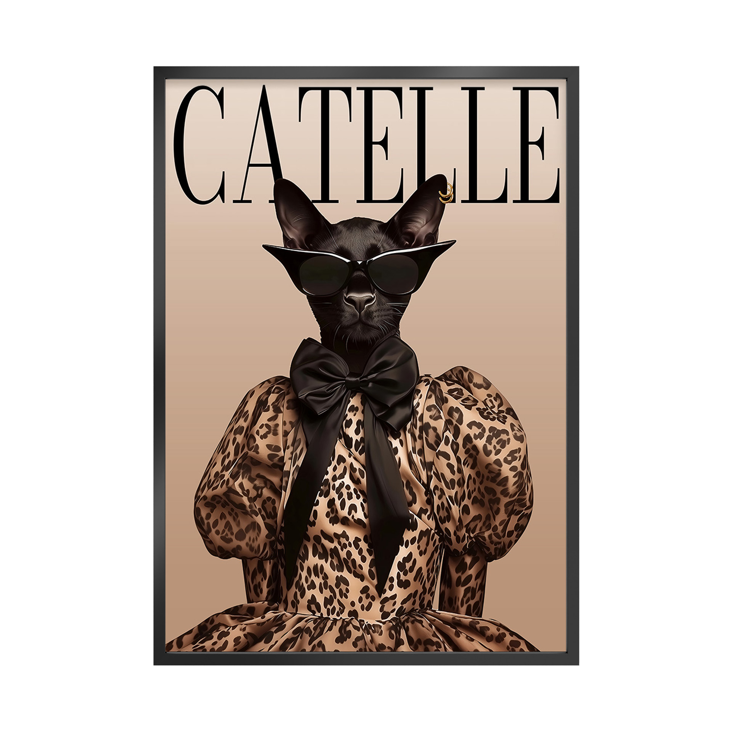 Plakat w ramie Miss Meow Czarny Kot 50 x 70 cm