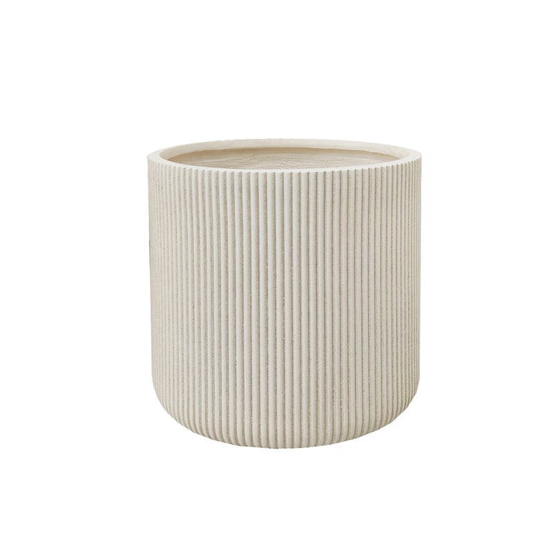 Donica owalna Alba mrozoodporna 32x32x32 cm ryflowana beżowa Esti&Esta