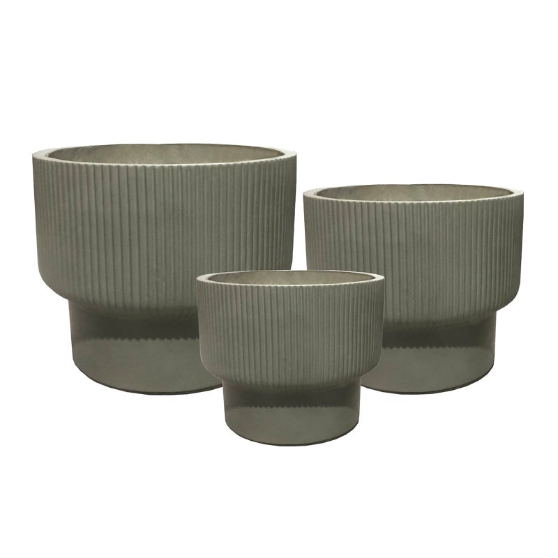 Donica owalna Oliva mrozoodporna 42x42x38 cm ryflowana oliwkowa Esti&Esta