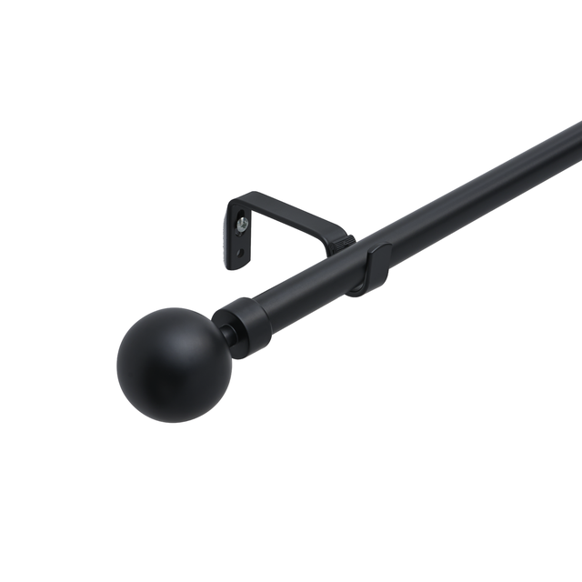 Kit de tringle à rideaux noir Ball, L. 120-210 cm, diam. 19 mm, INSPIRE