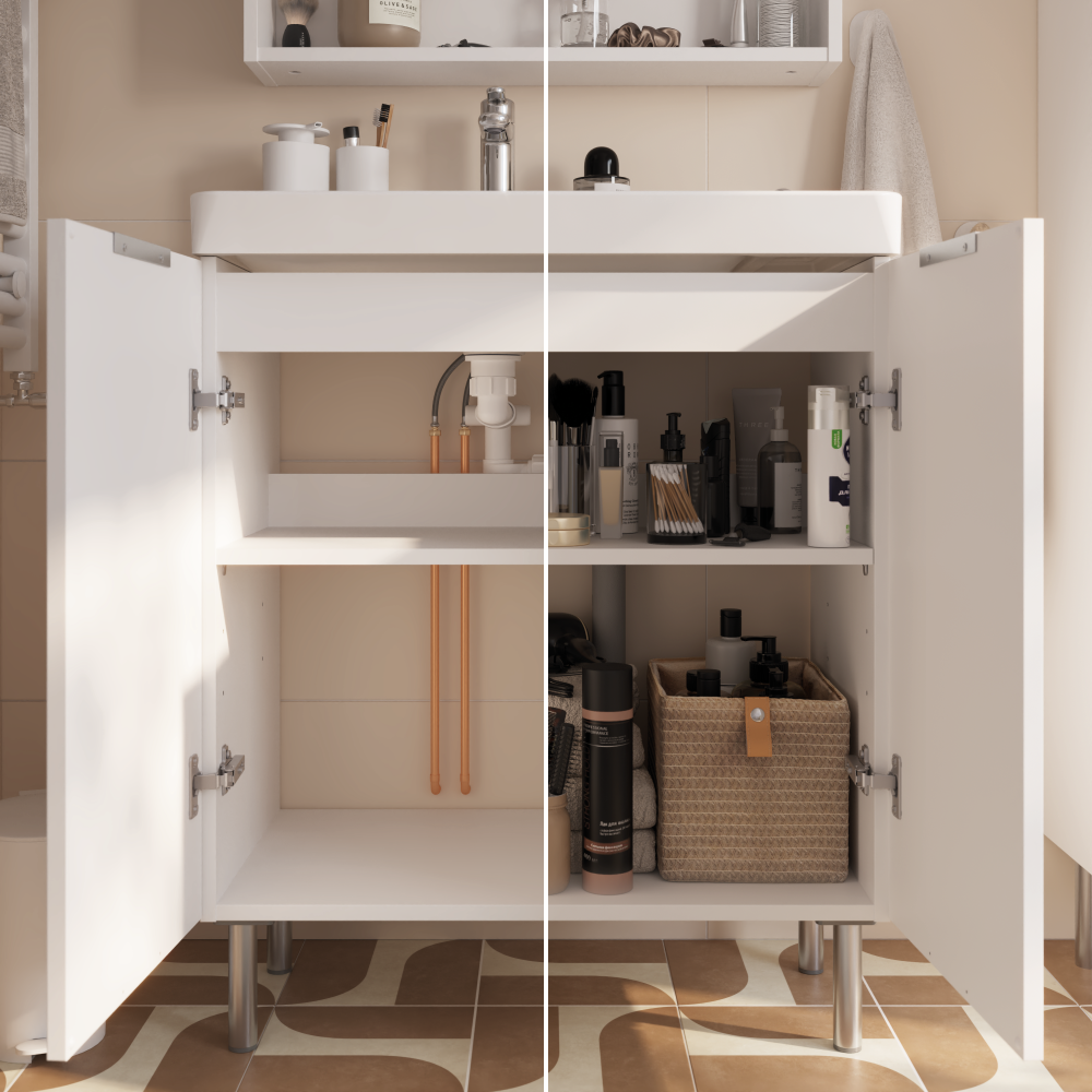 Meuble sous-vasque L.70cm x H.81.8cm x P.39.6cm blanc mat Easy3 - 3