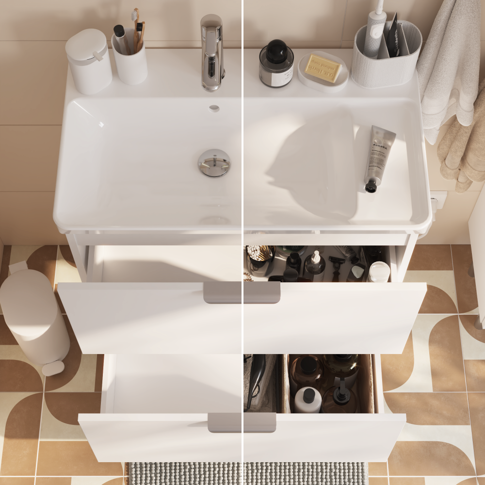 Meuble sous-vasque, 2t L.70cm x H.81.8cm x P.39.6cm blanc Easy 3 - 3