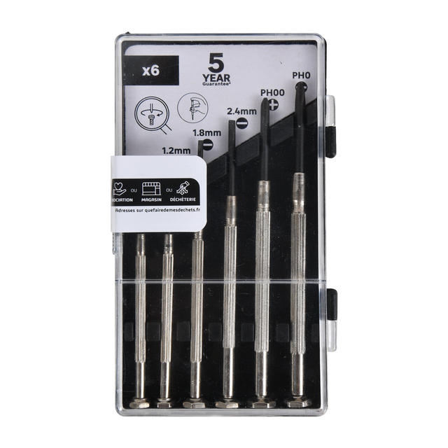 Set di 6 cacciaviti di precisione assortiti Piatto, a croce Phillips