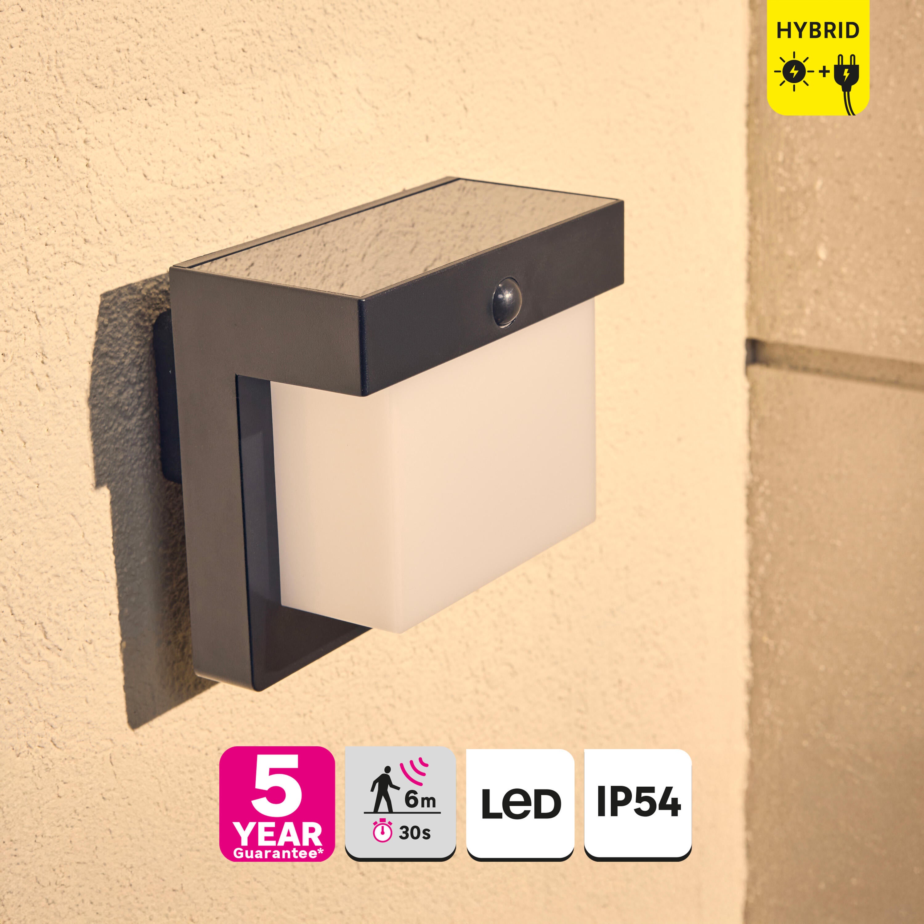 Applique solaire et électrique à détection, 1000 lumens, Hybrigode INSPIRE - 7