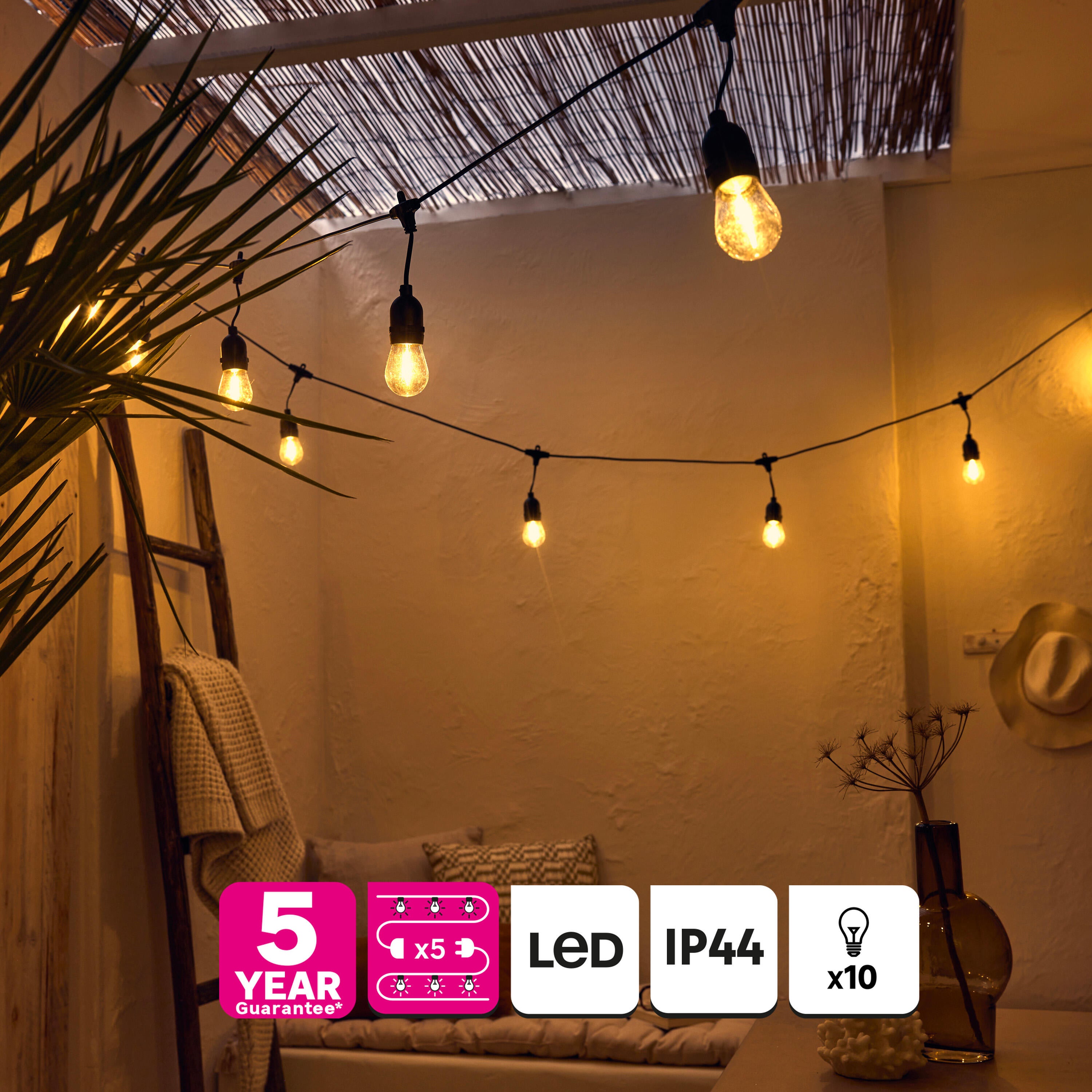 Grinalda exterior Glen 2700lm 7.6m 10 luzes preto Inspire - 4