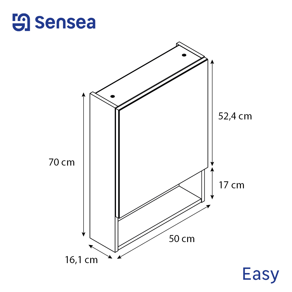 Armoire de toilettee l.50 cm H.70 cm P.16 cm, effet chêne naturel, SENSEA Easy 3 - 3