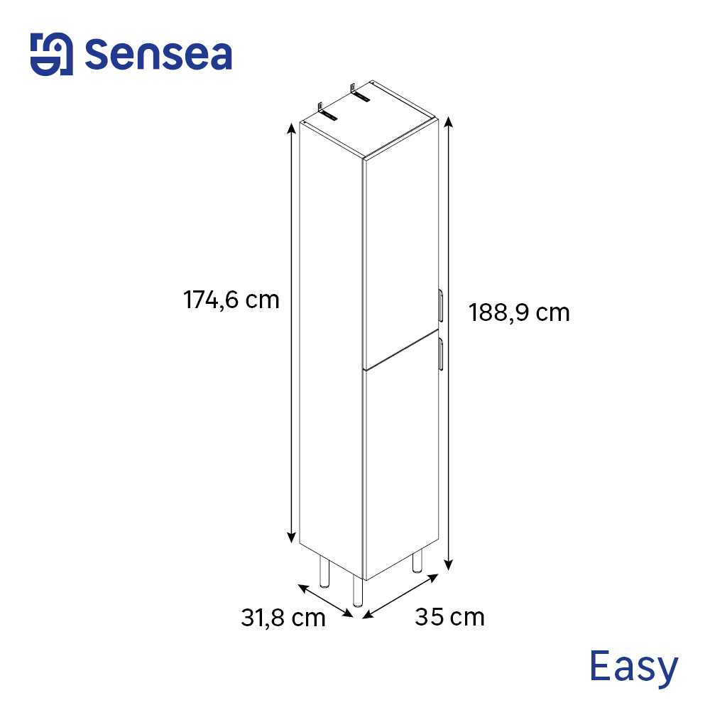Colonne 2p l.35 x H.188.9 x P.31.8 cm effet chêne naturel Easy 3 - 3