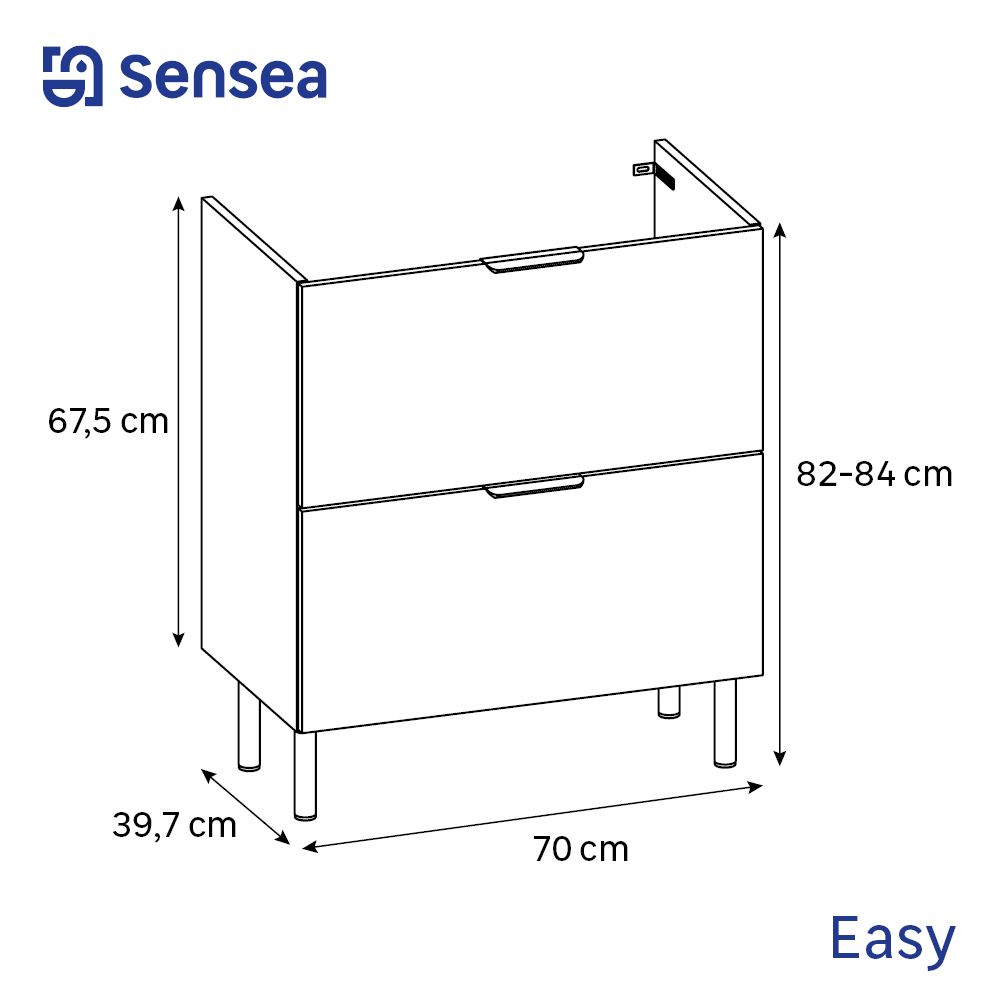 Meuble sous vasque 2t L.70cm x H.81.8cm x P.39.6cm effet chêne naturel Easy 3 - 6