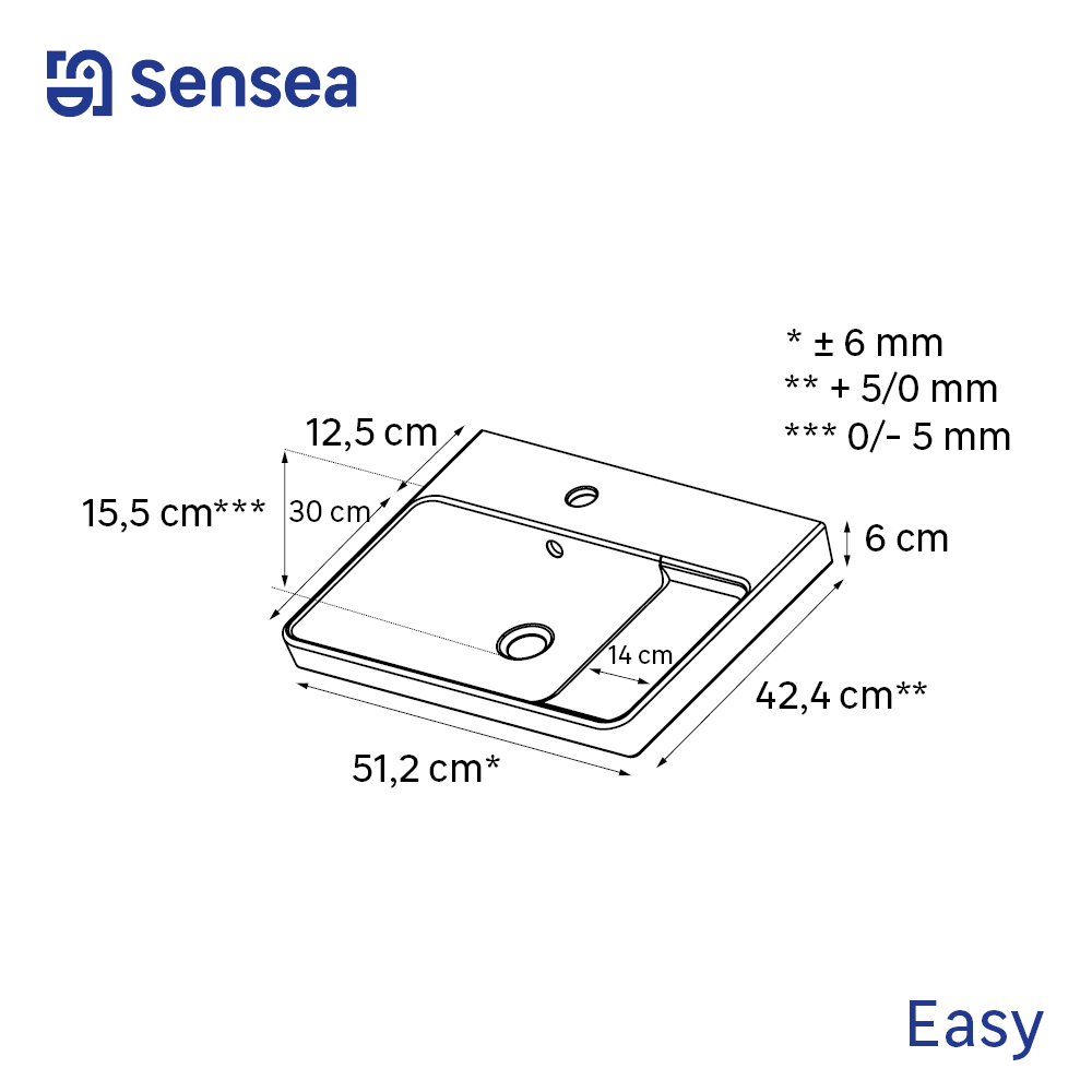 Umywalka ceramiczna Easy 51 cm biała Sensea - 3
