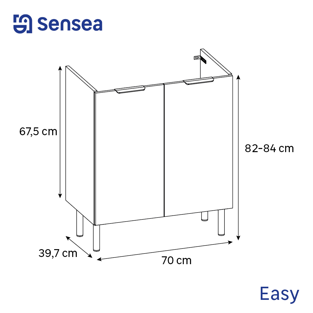 Meuble sous-vasque, 2p L.70cm x H.81.8cm x P.39.6cm effet chêne naturel Easy 3 - 6