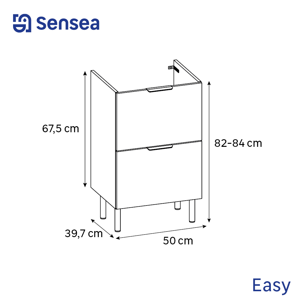 Meuble sous-vasque, 2t L.50cm x H.81.8cm x P.39.6cm blanc mat Easy 3 - 5