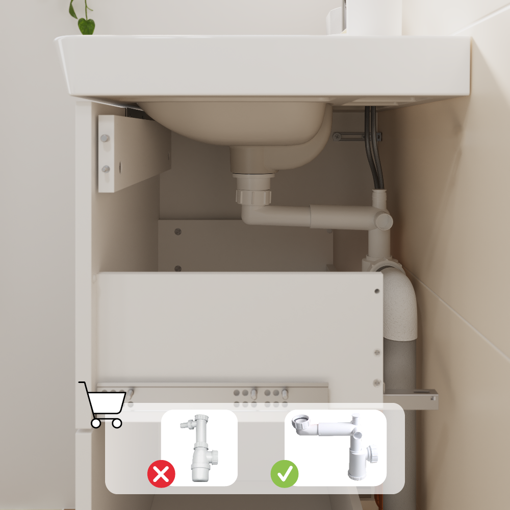 Mobile bagno a terra con top incluso L 71.2 x H 81.8 x P 39.6 cm in truciolare 2 cassetti - 8