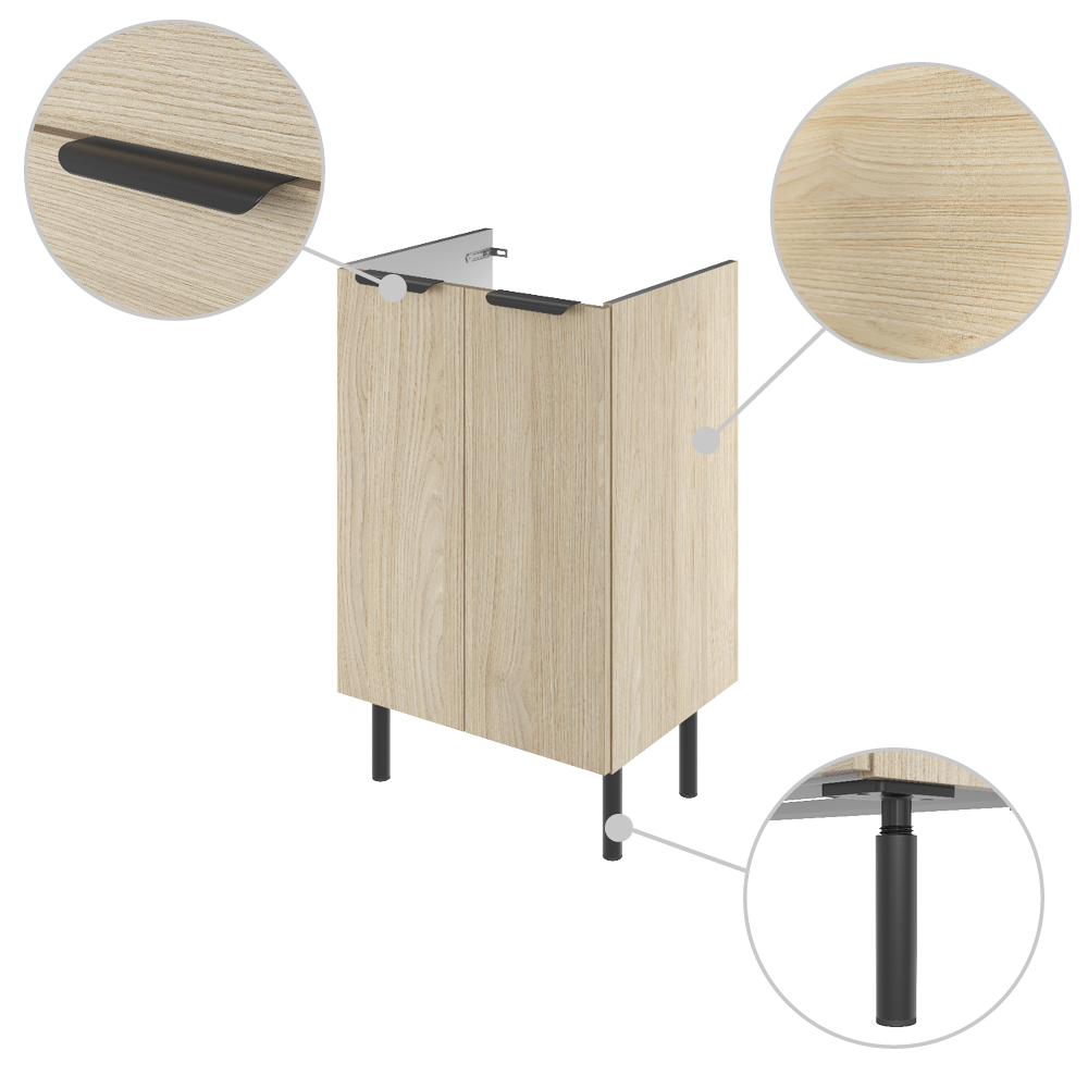 Meuble sous-vasque 2p L.50cm x H.81.8cm x P.39.6cm effet chêne naturel Easy 3 - 7