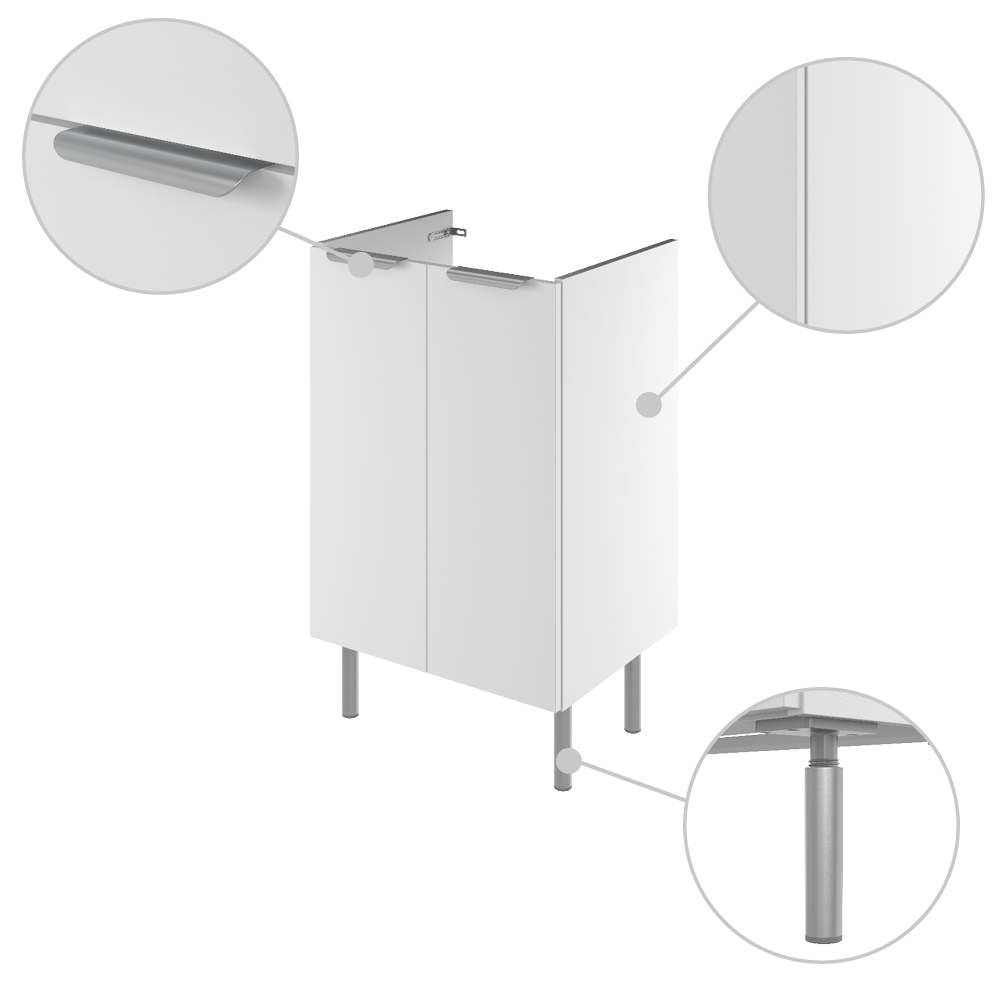 Meuble sous-vasque, 2p L.50cm x H.81.8cm x P.39.6cm blanc mat Easy 3 - 6