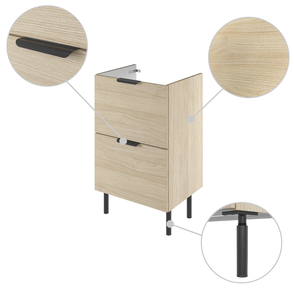 Meuble sous-vasque 2t L.50cm x H.81.8cm x P.39.6cm effet chêne naturel Easy 3 - 6