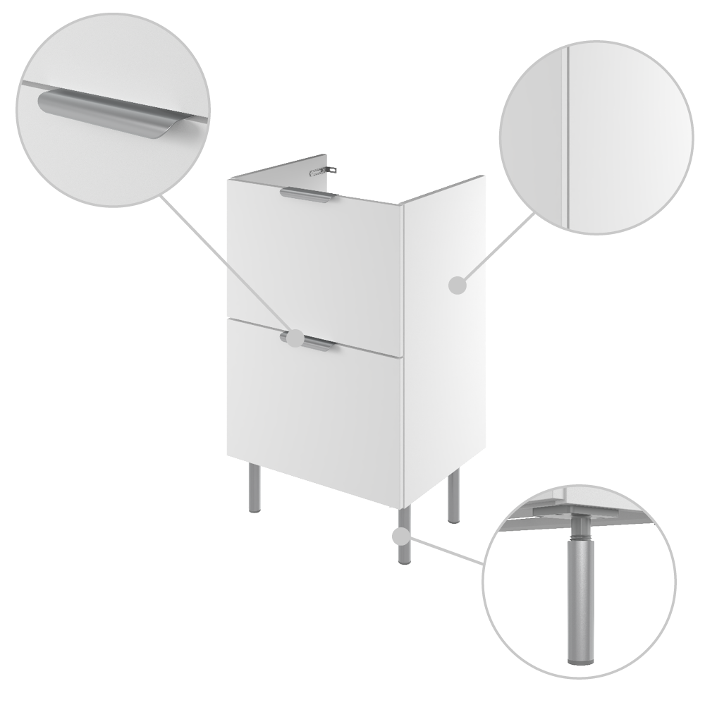 Meuble sous-vasque, 2t L.50cm x H.81.8cm x P.39.6cm blanc mat Easy 3 - 6