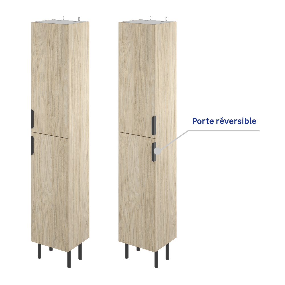 Colonne 2p l.35 x H.188.9 x P.31.8 cm effet chêne naturel Easy 3 - 5