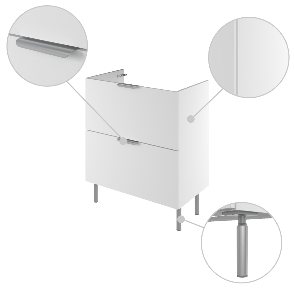 Meuble sous-vasque, 2t L.70cm x H.81.8cm x P.39.6cm blanc Easy 3 - 6