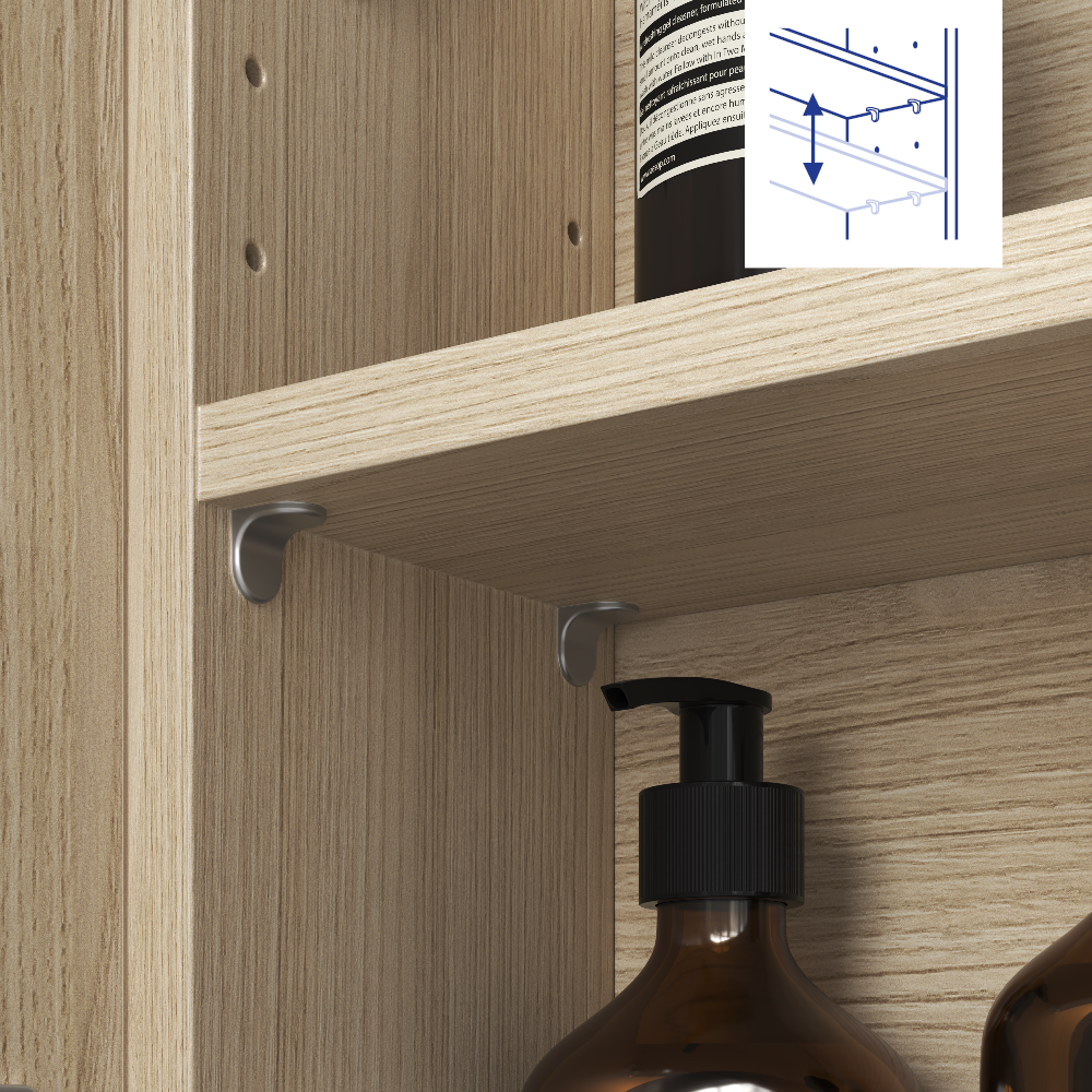 Armoire de toilette l.70 cm H.70 cm P.16 cm, effet chêne naturel, SENSEA Easy 3 - 3