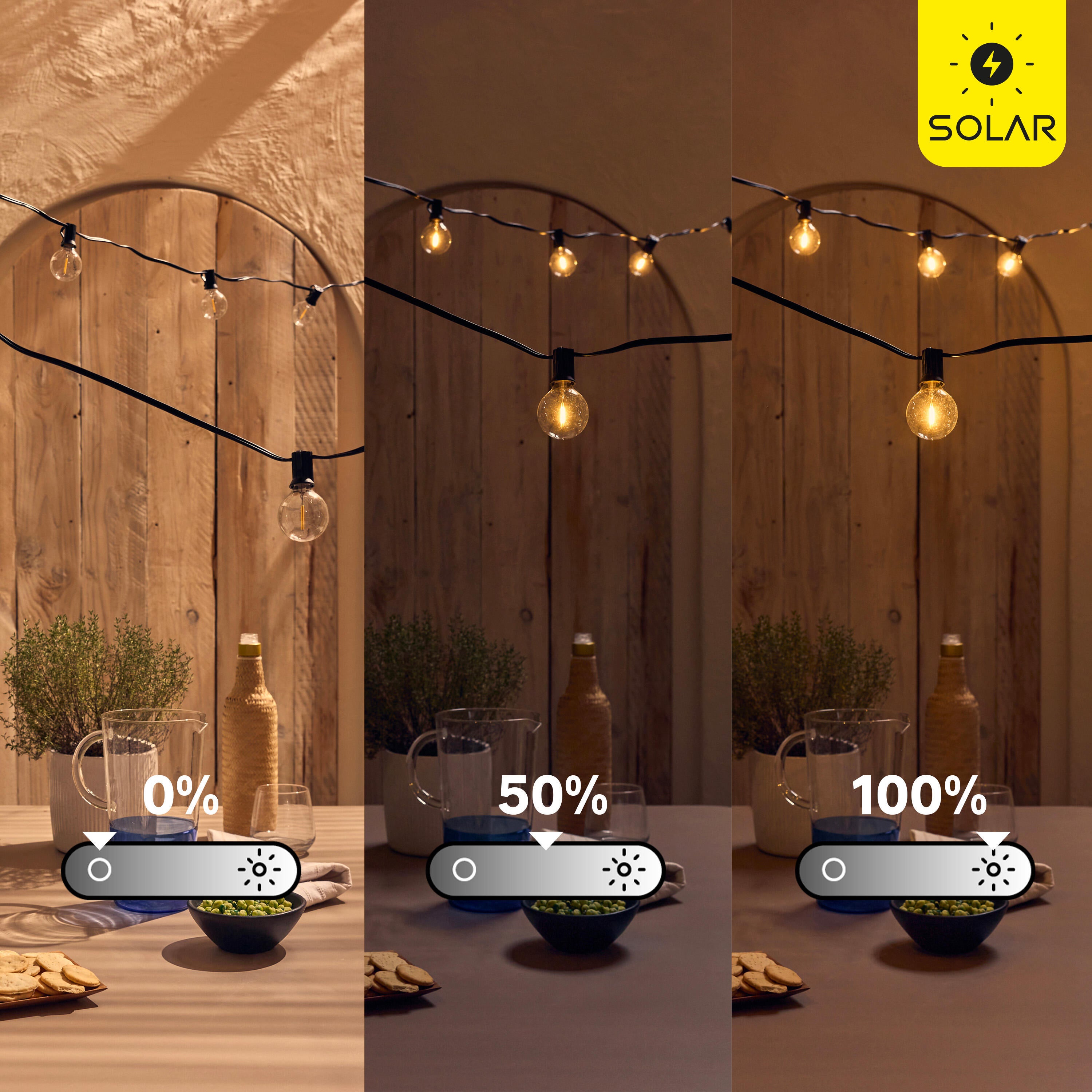 Guirlande solaire et rechargeable 6 mètres 10 ampoules blanc chaud, Elao INSPIRE - 3