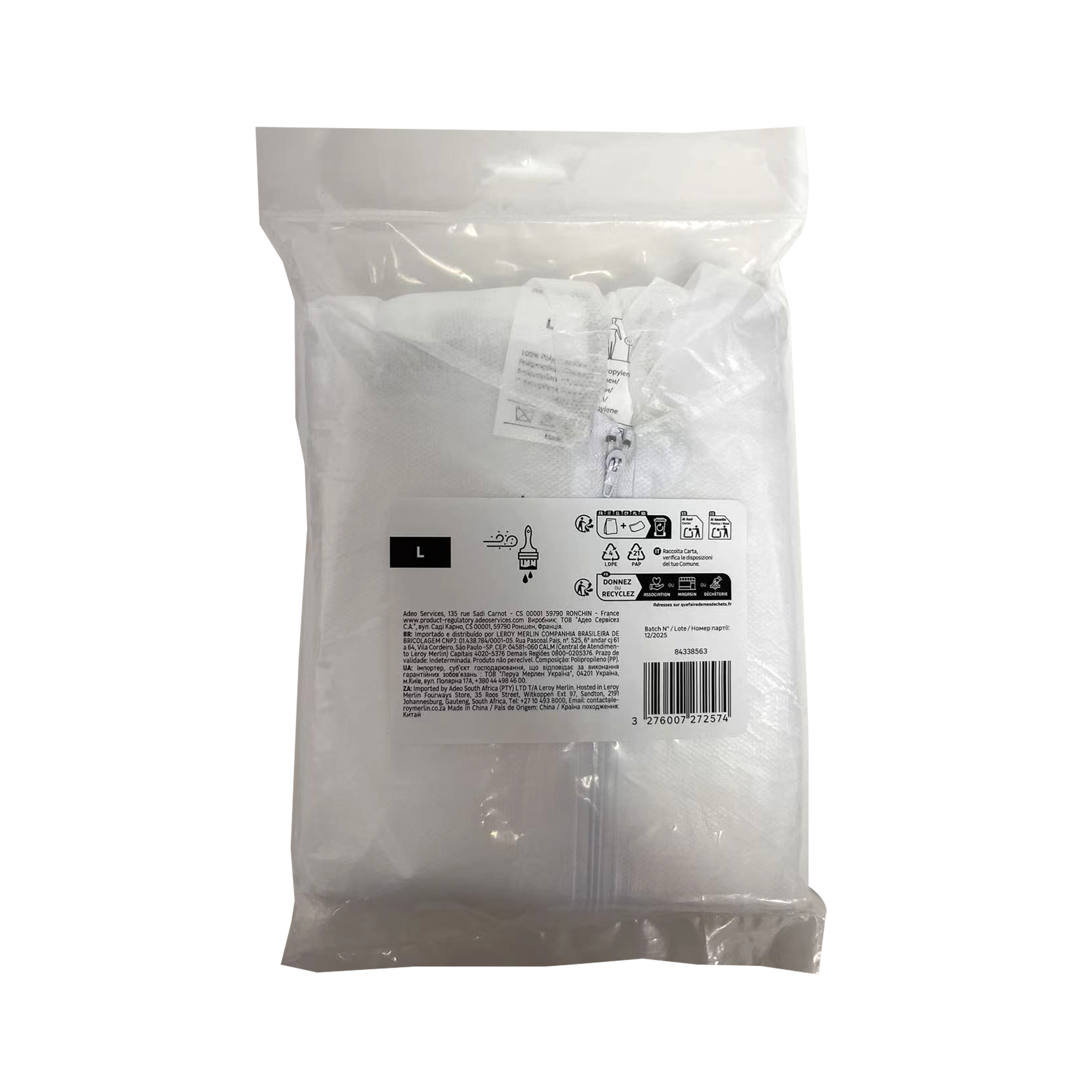BUZO DESECHABLE BLANCO TALLA L - 2