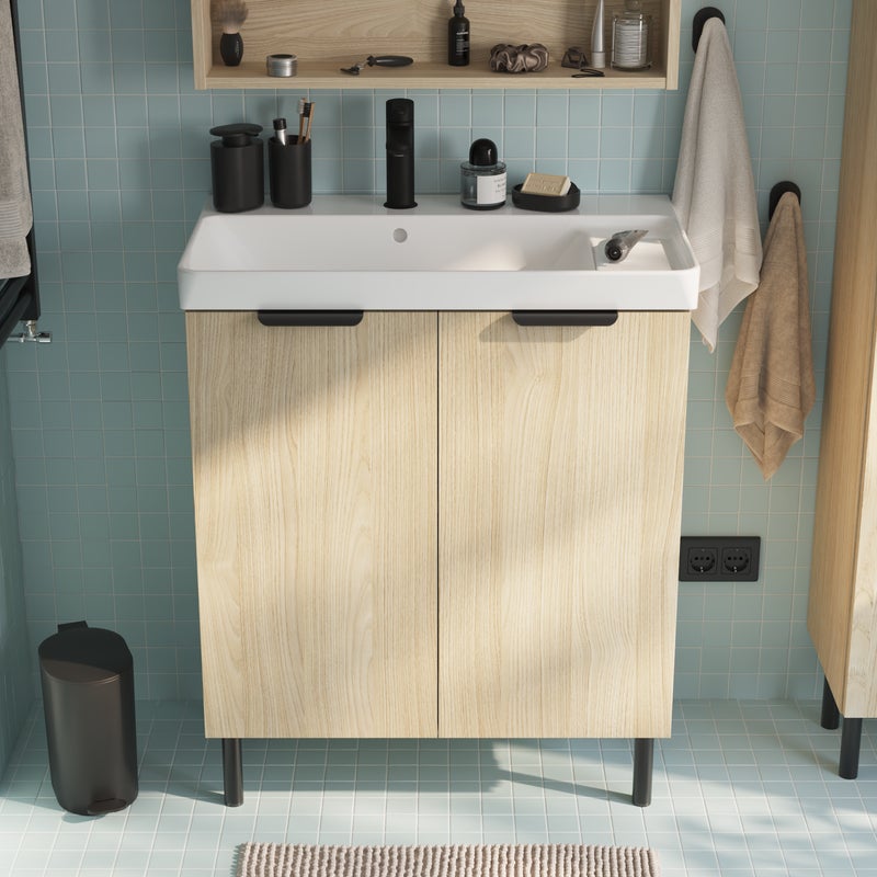 Zestaw szafka umywalkowa stojąca z umywalką 71x42 cm Easy Jasny Dąb Sensea