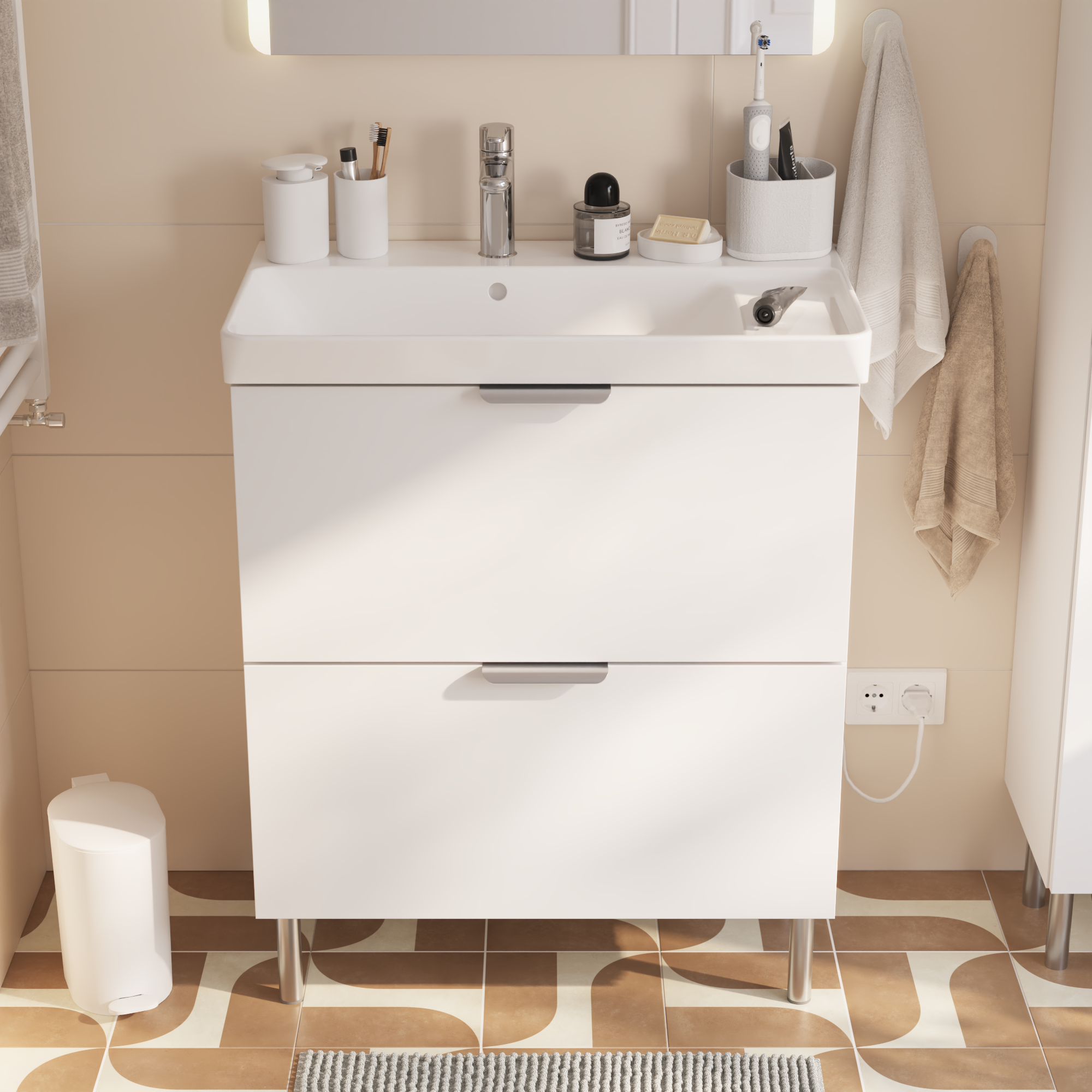 Meuble sous-vasque, 2t L.70cm x H.81.8cm x P.39.6cm blanc Easy 3 - 2